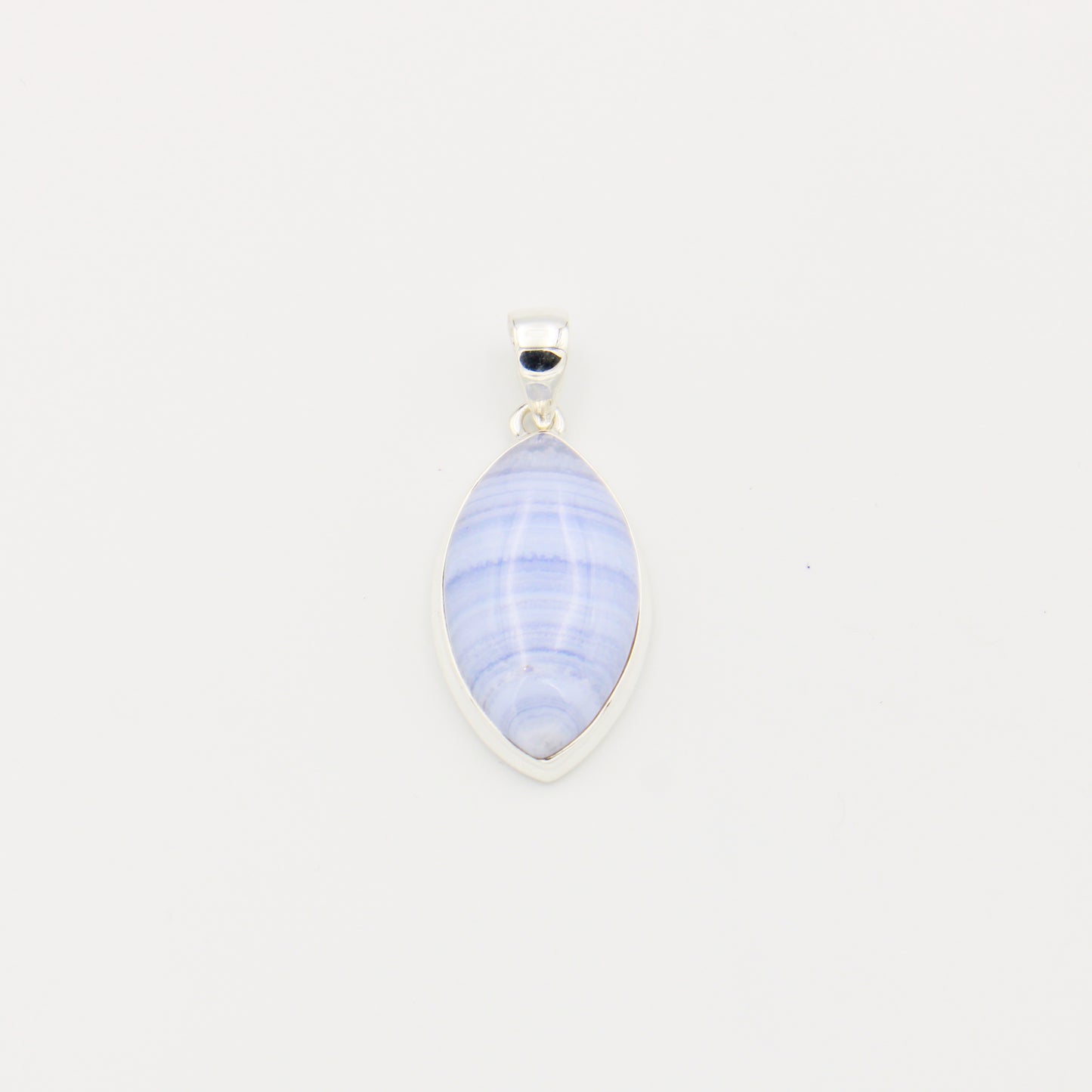 Blue Lace Agate Large Marquis Sterling Pendant