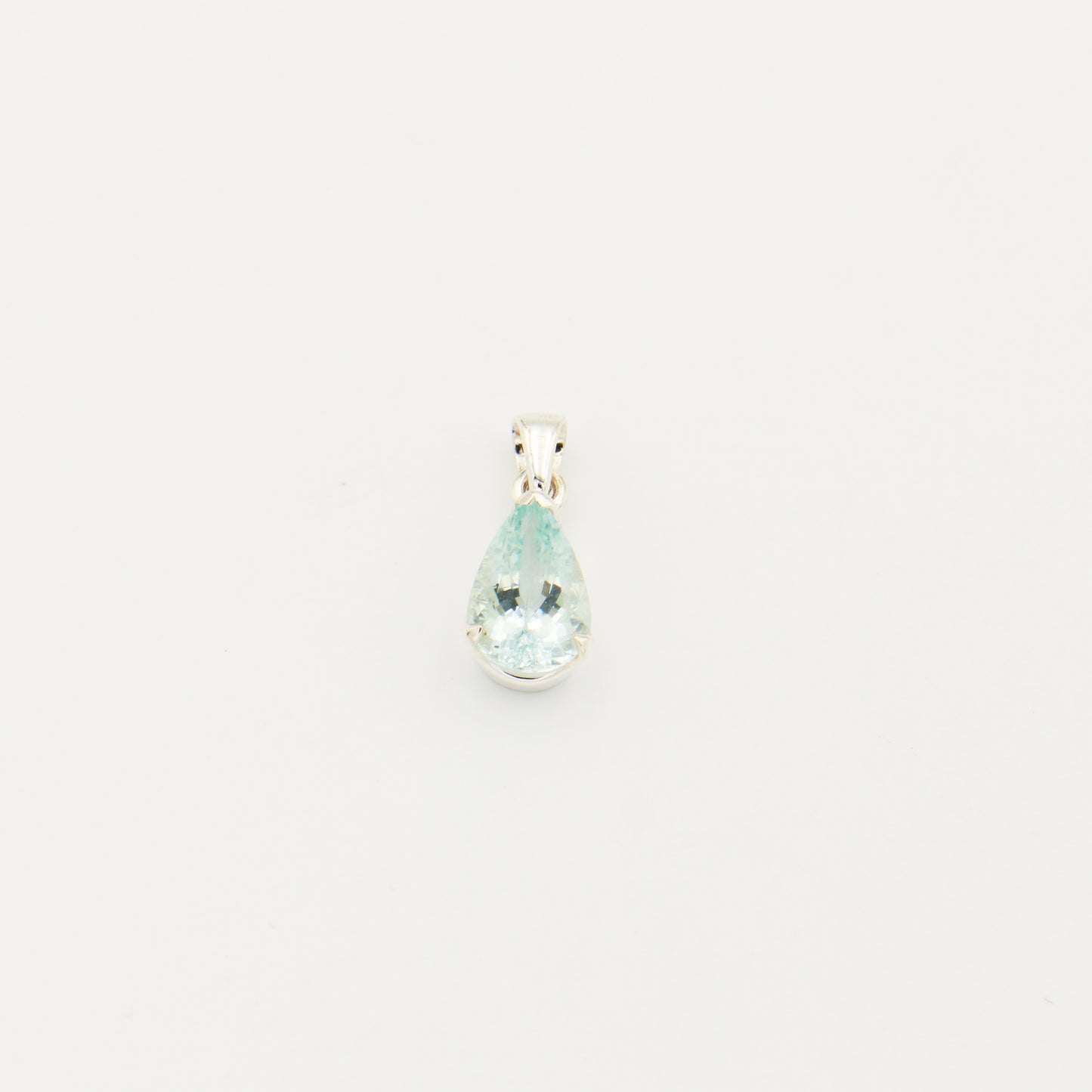 Aquamarine Teardrop Prong Sterling Silver Pendant