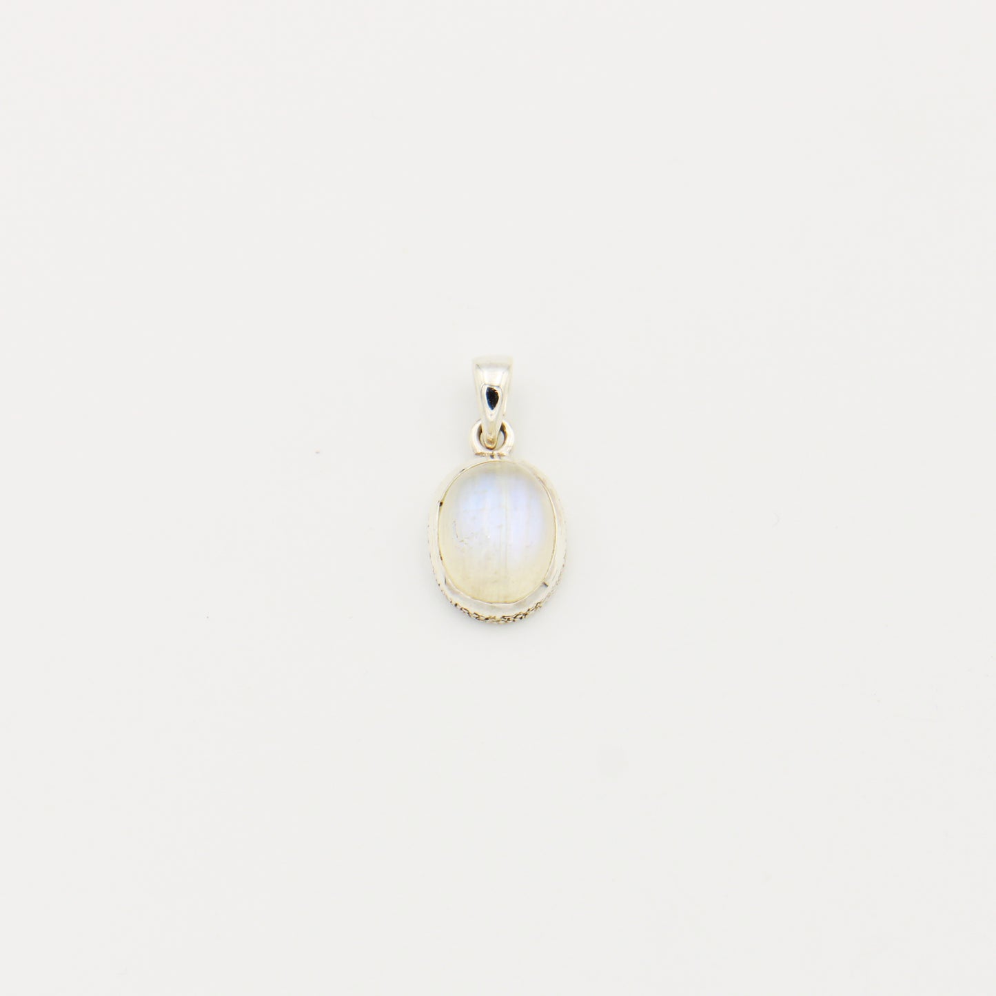 Rainbow Moonstone Small Oval Cabochon Sterling Pendant