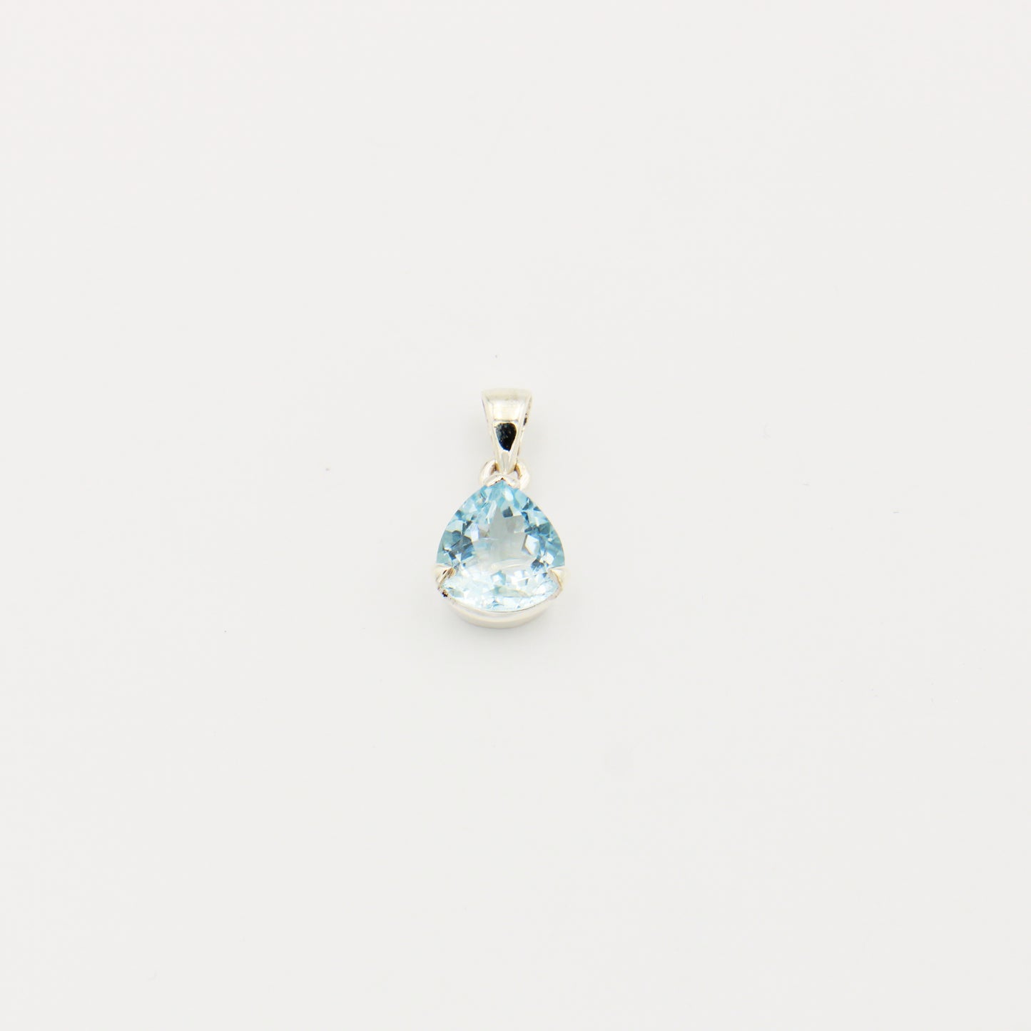 Aquamarine Rounded Teardrop Prong Sterling Pendant