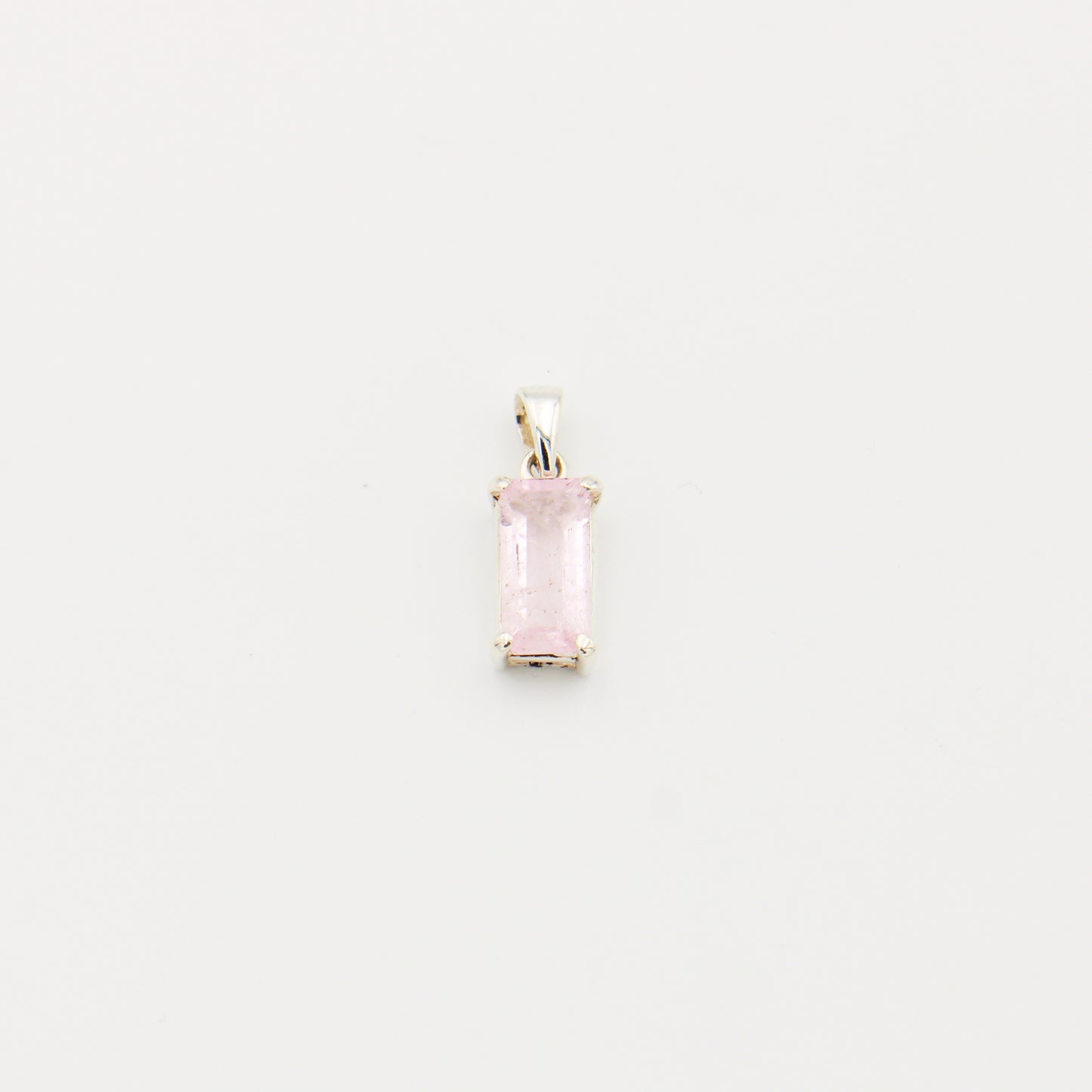 Morganite Rectangle Faceted Sterling Pendant