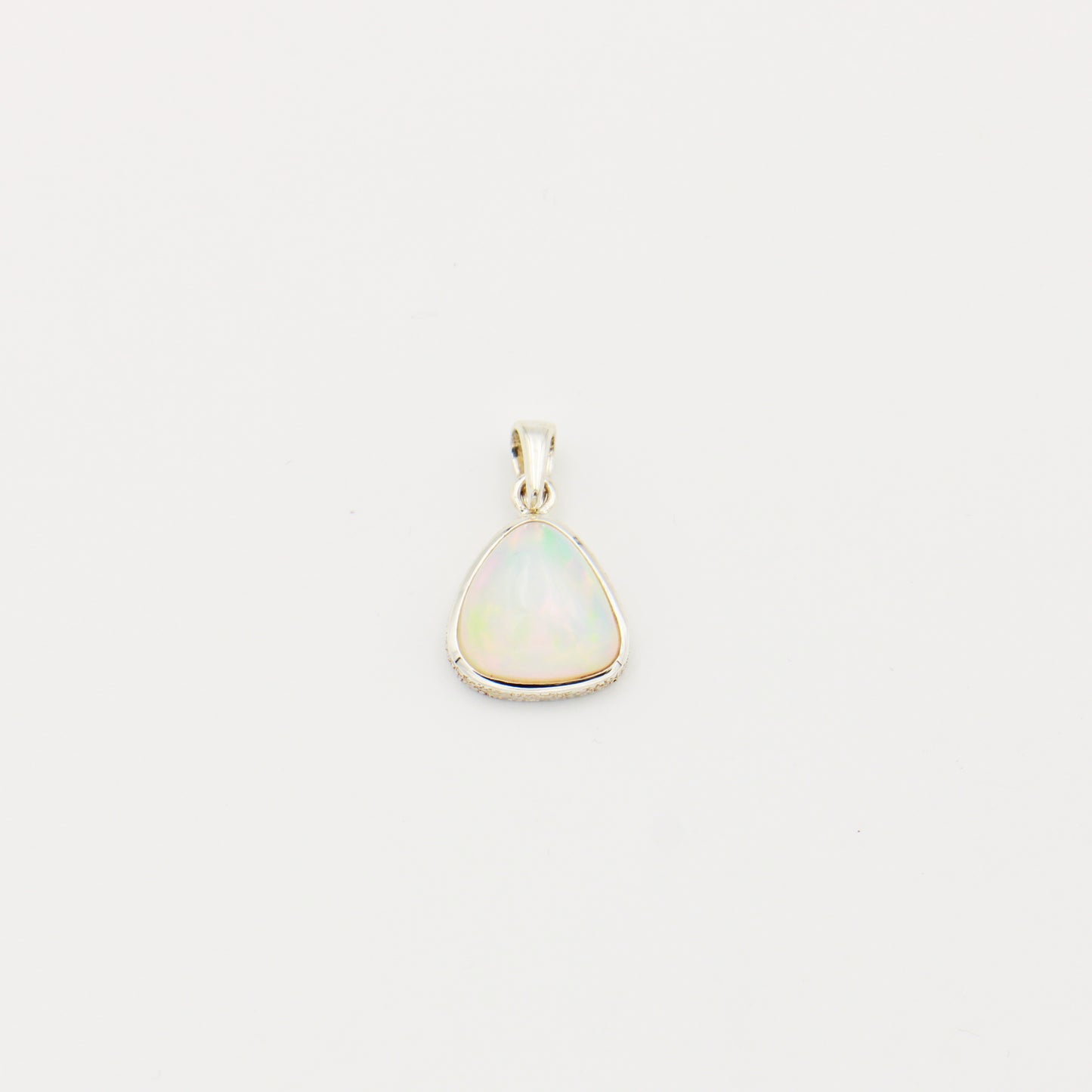 Ethiopian Opal Pear Sterling Textured Pendant