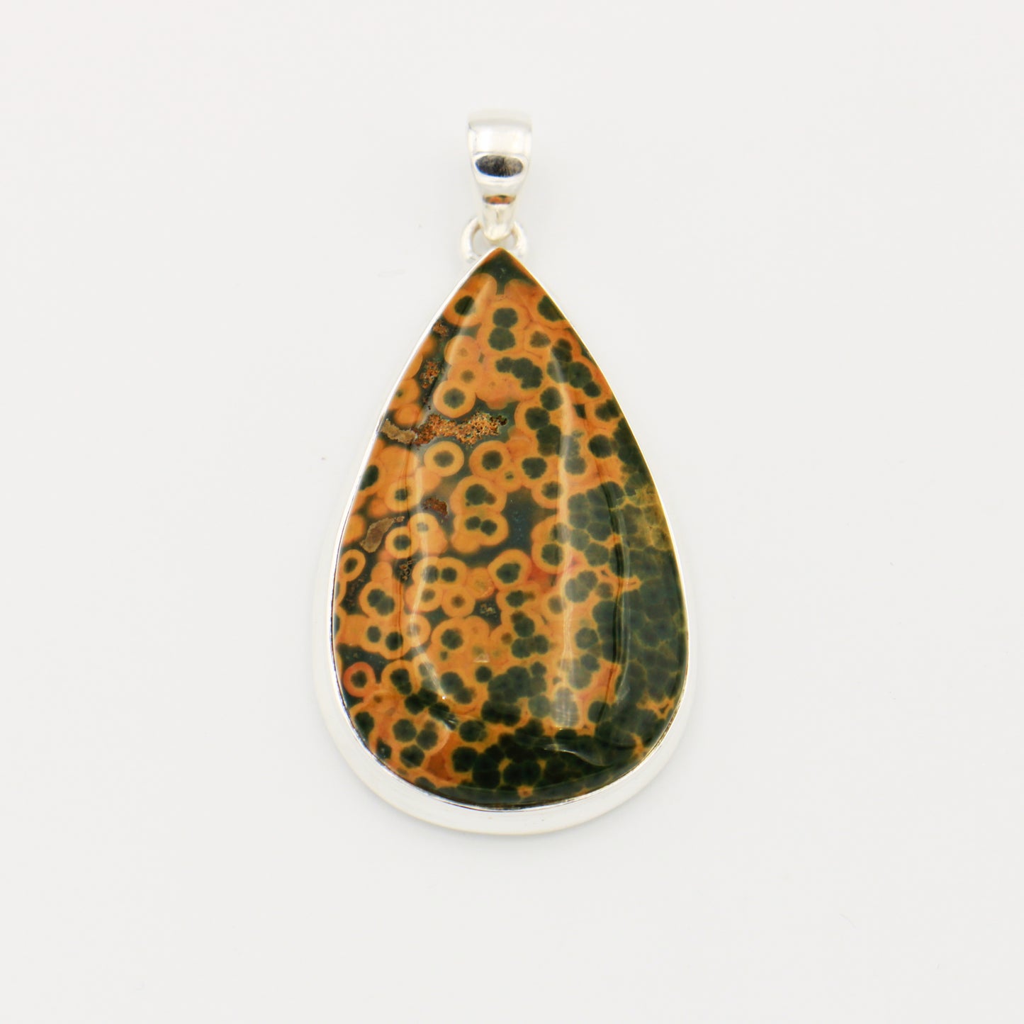 Ocean Jasper Large Teardrop Sterling Pendant
