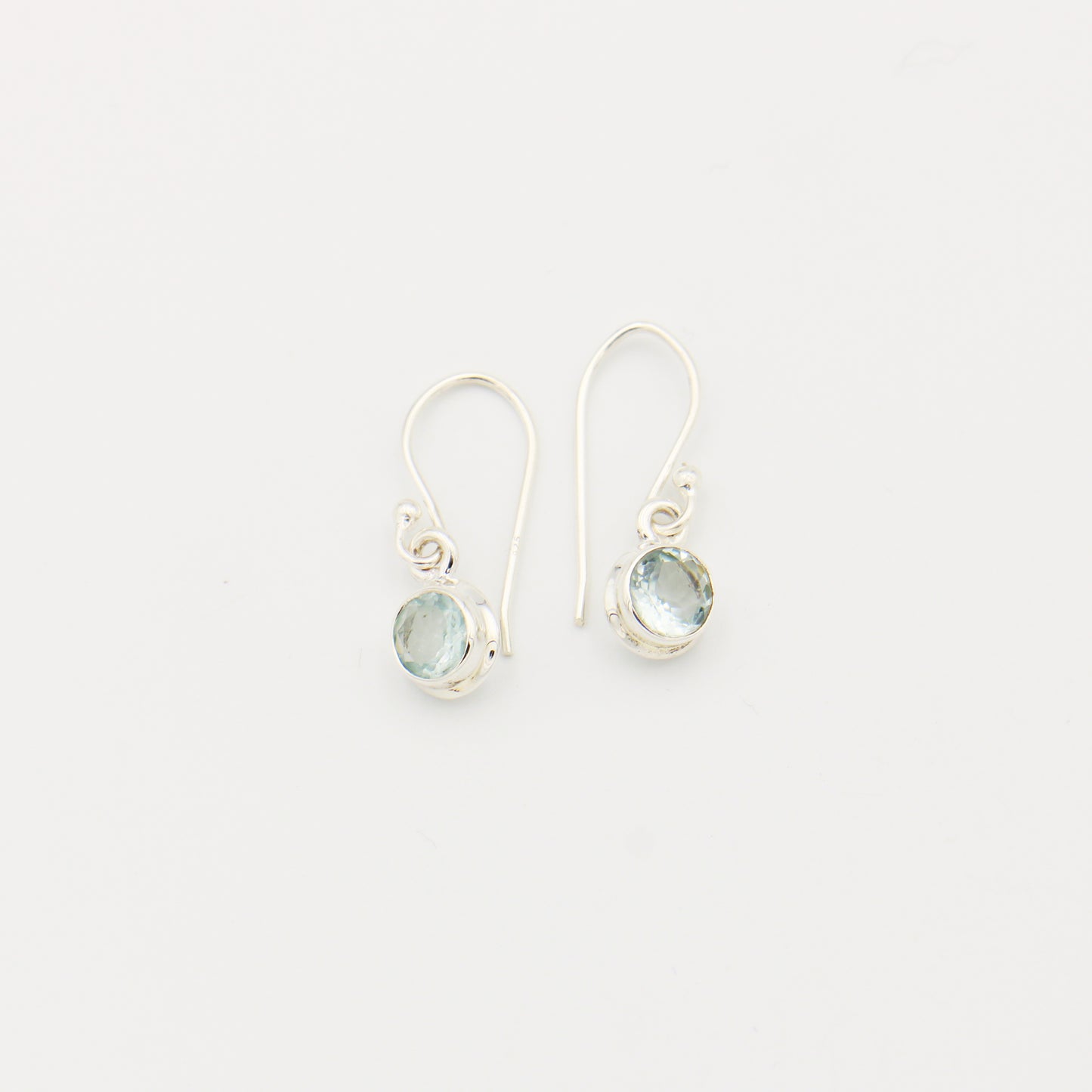 Aquamarine Round Sterling Silver Earrings