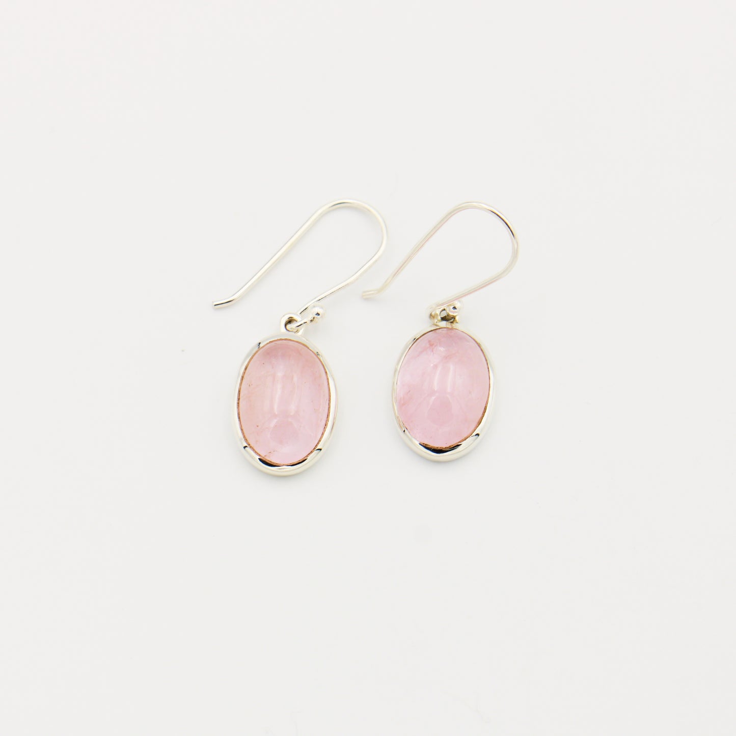 Morganite Oval Cabochon Sterling Earrings