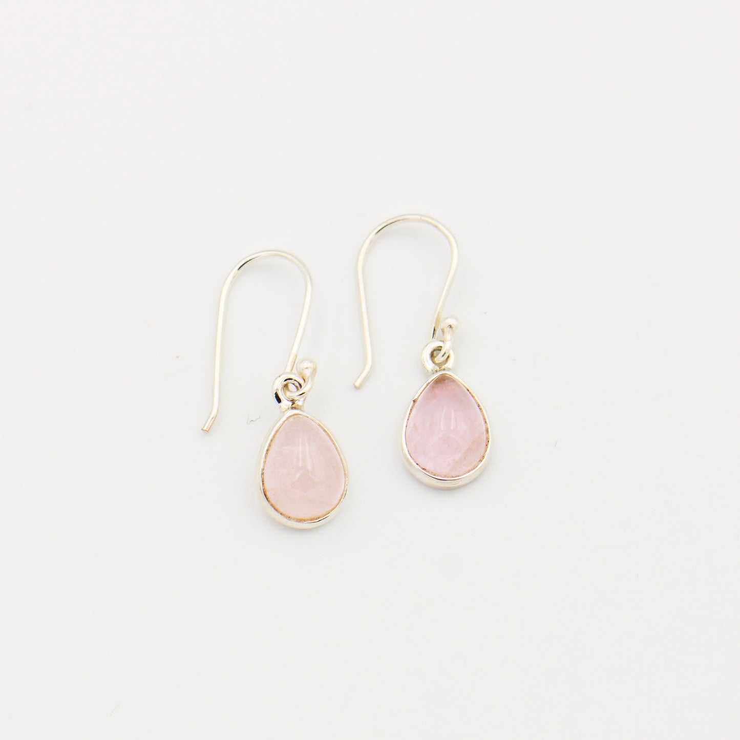 Morganite Small Pear Cabochon Sterling Earrings