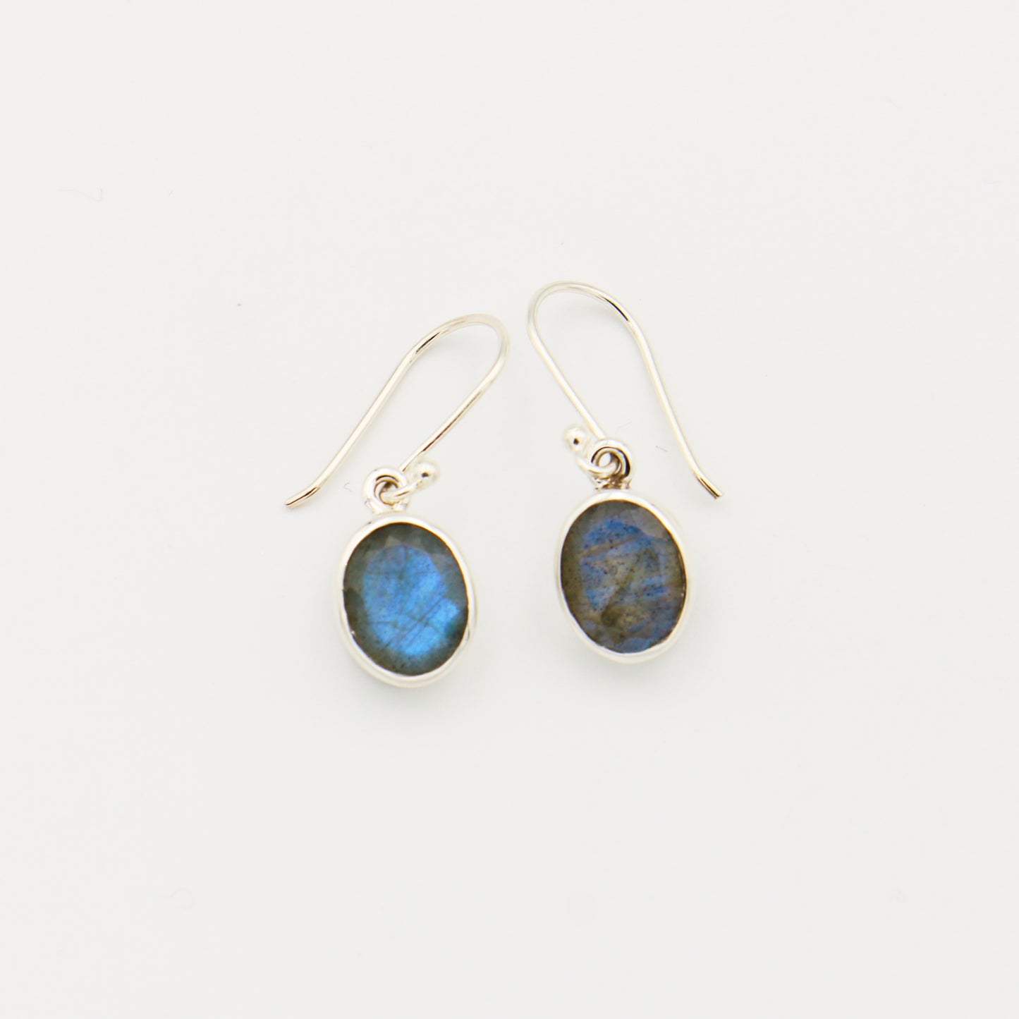 Labradorite Oval Faceted Sterling Earrings