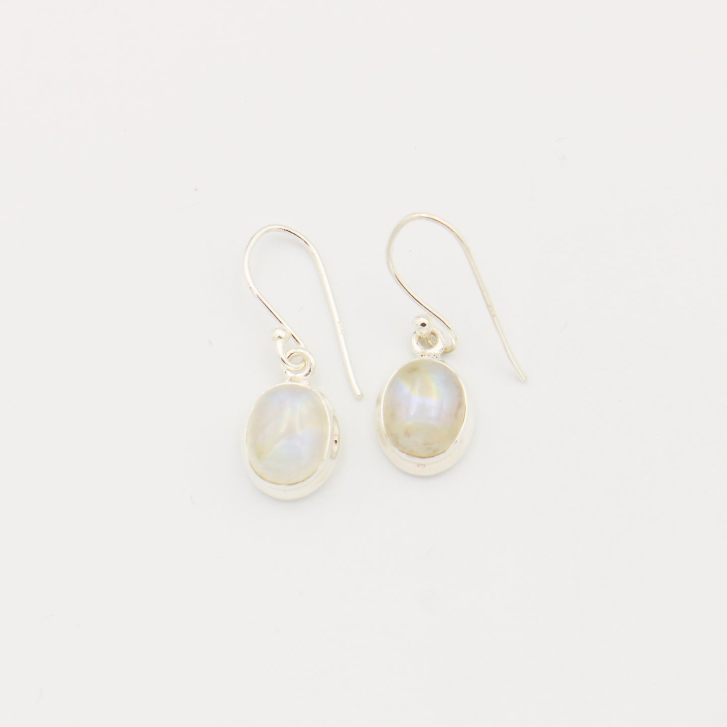 Moonstone Oval Cabochon Sterling Earrings
