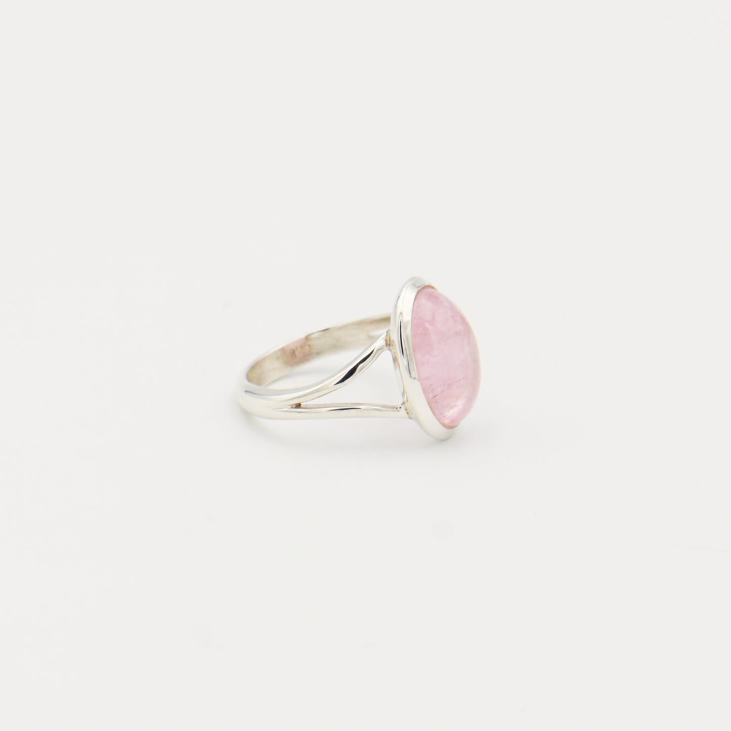 Morganite Oval Split Band Sterling Ring Size 7