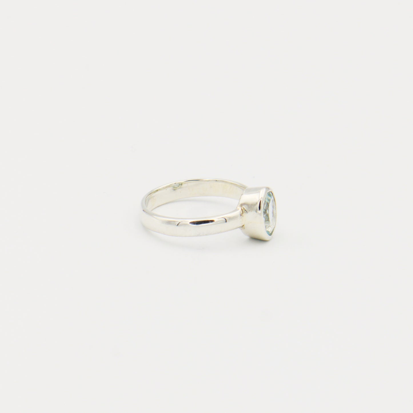 Aquamarine Faceted Oval Sterling Ring Size 7