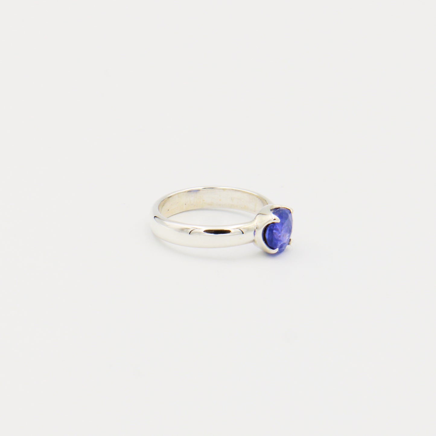 Tanzanite Round Faceted Sterling Ring Size 7