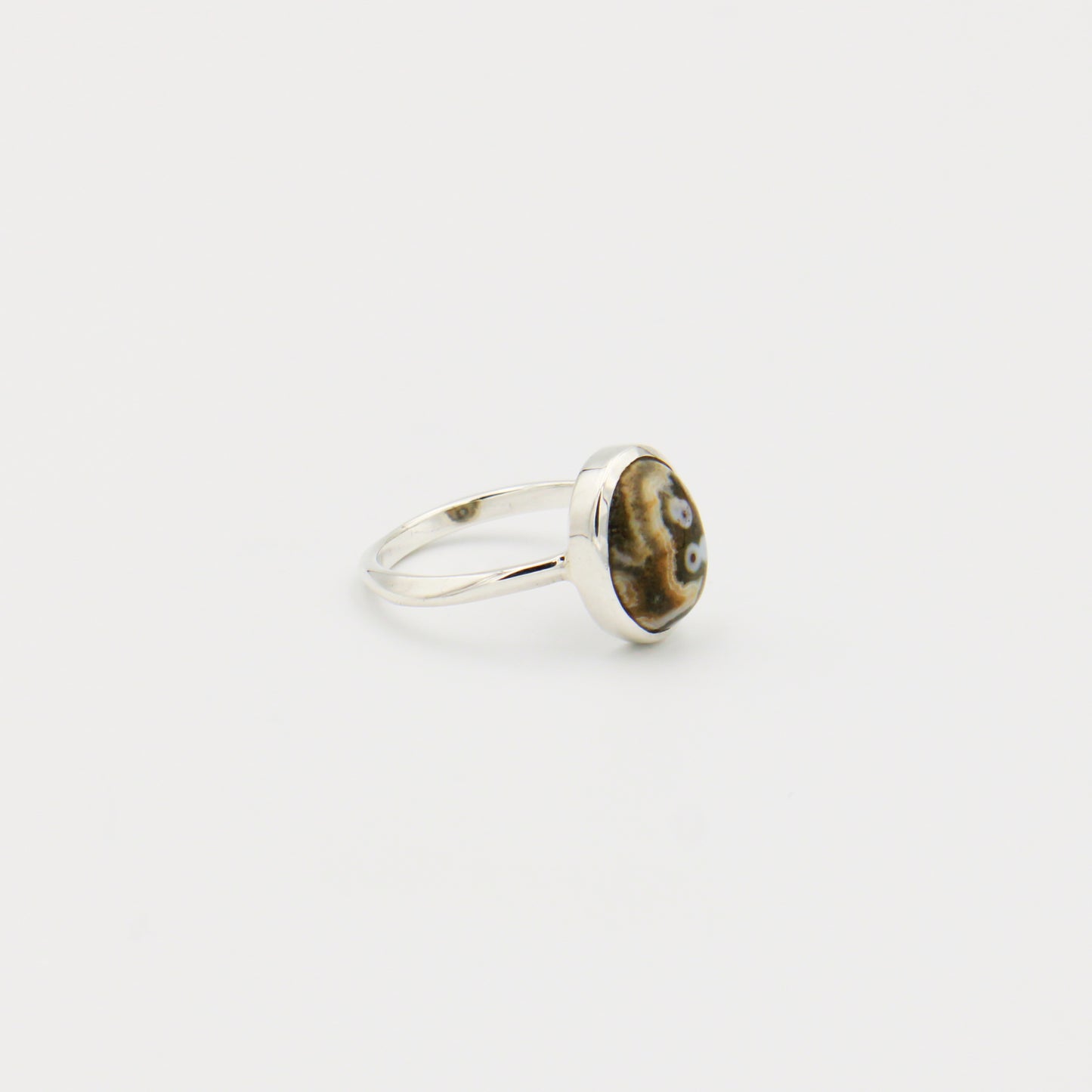 Ocean Jasper Oval Sterling Ring Size 6.5