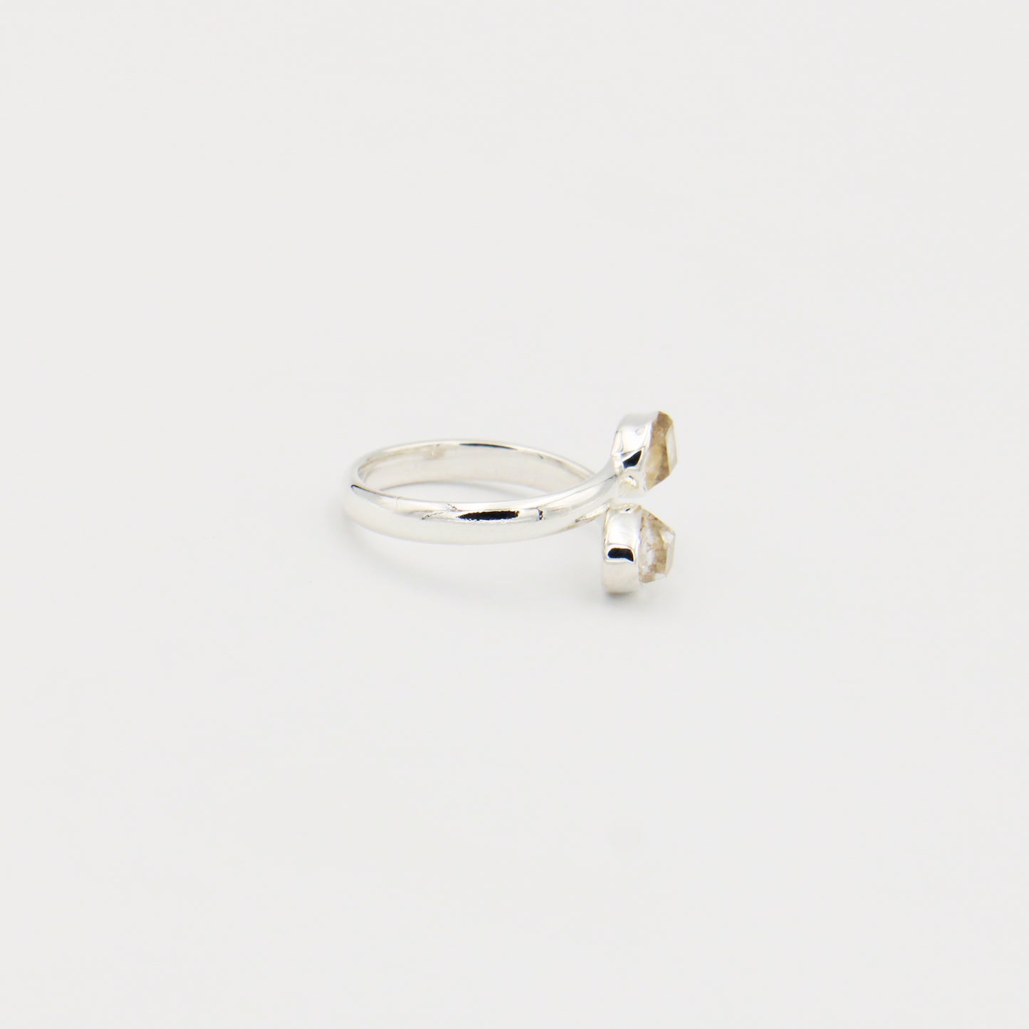 Herkimer Diamond 2 Stone Sterling Ring Size 6.5