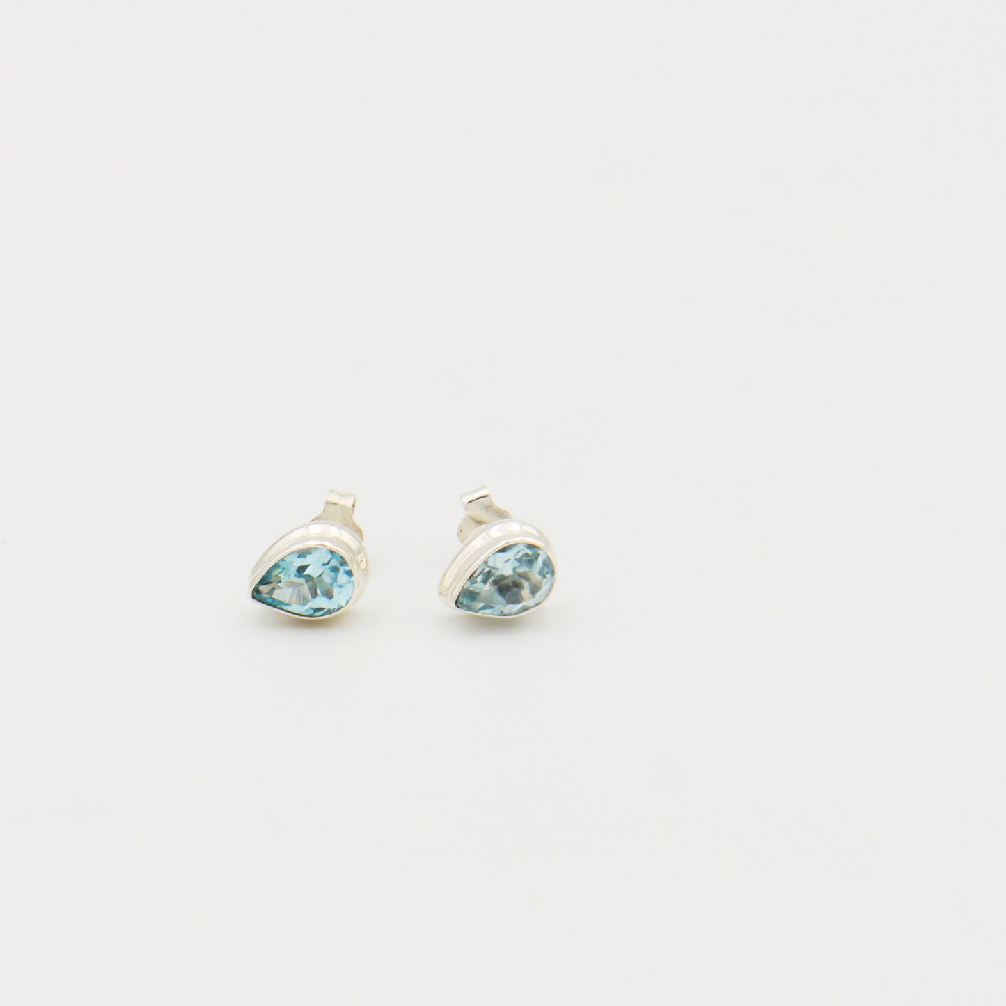 Blue Topaz Teardrop Sterling Studs