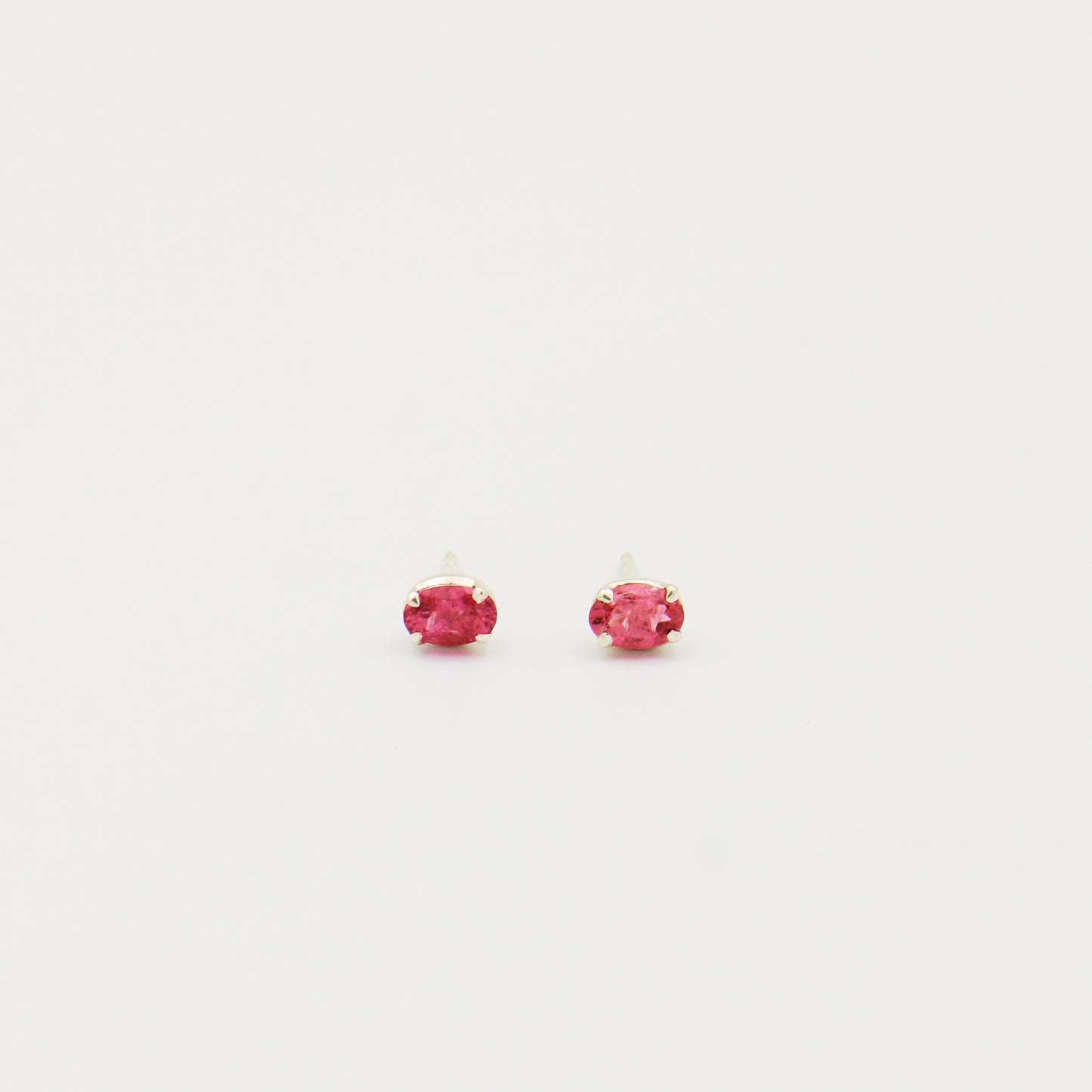 Dainty Pink Tourmaline Faceted Oval Sterling Studs