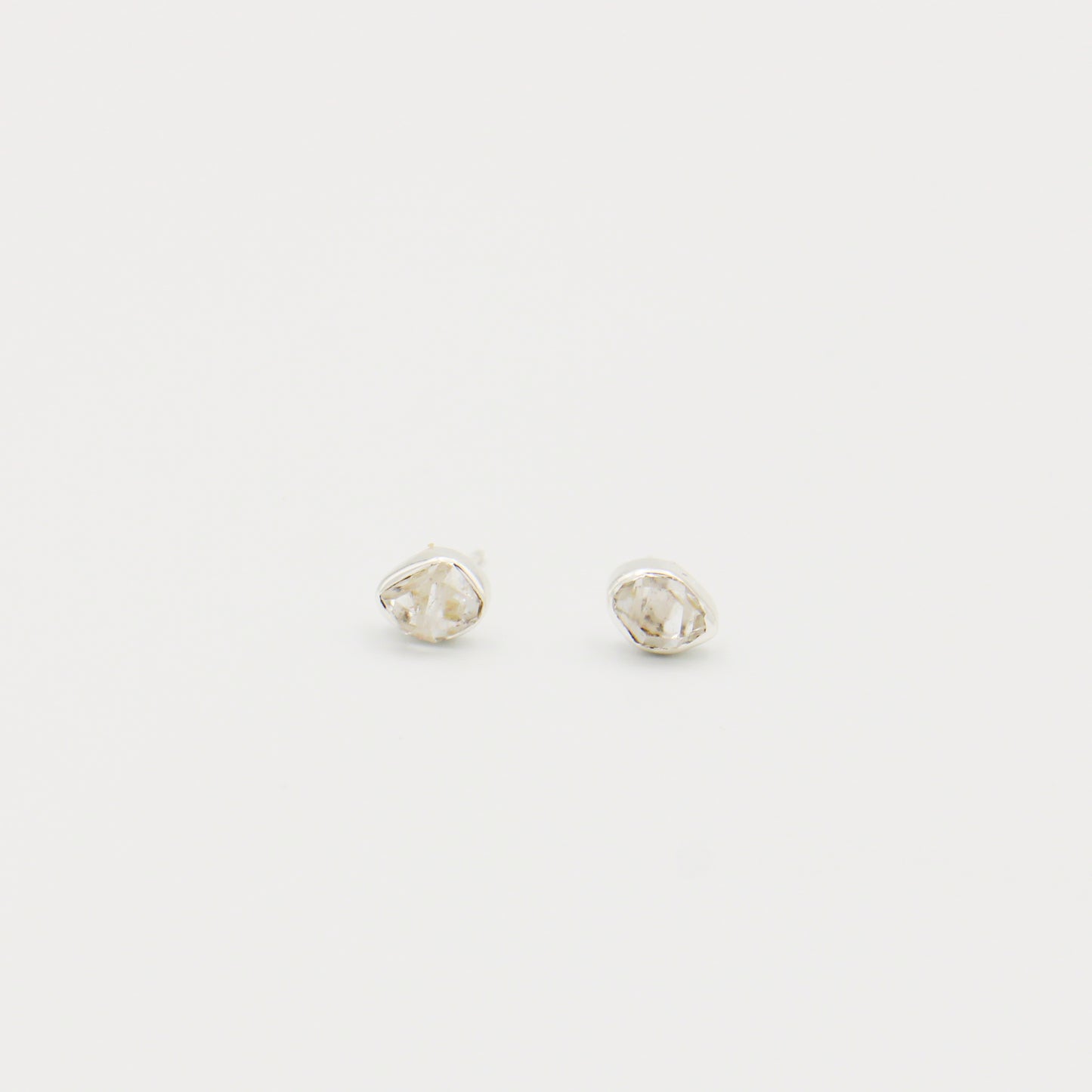 Herkimer Diamond Bezel Sterling Studs