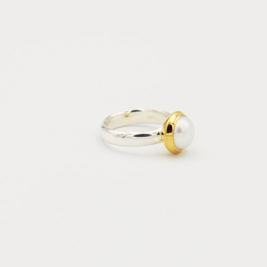 Pearl Sterling GP Ring Size 8