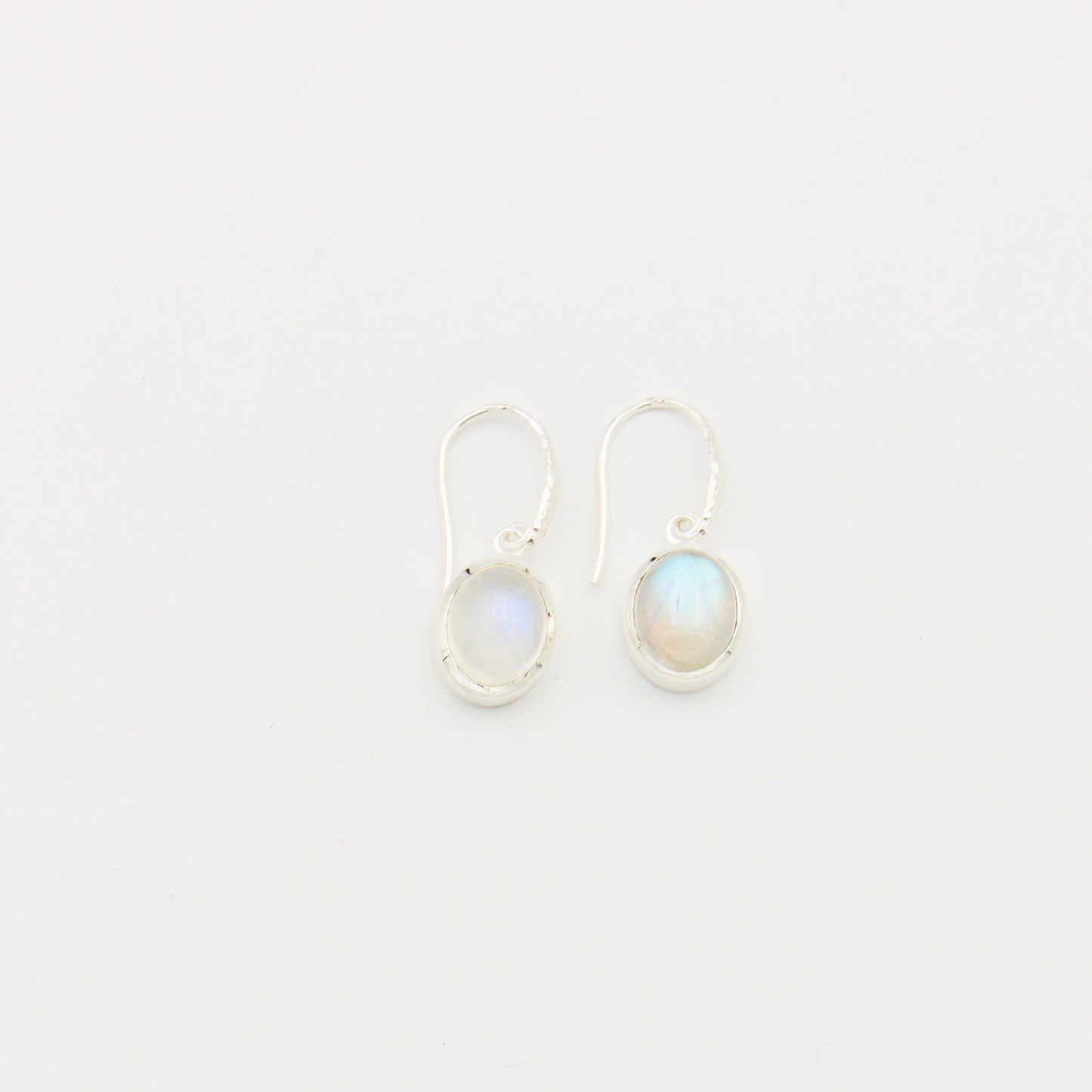 Moonstone Sterling Textured Hook Earrings