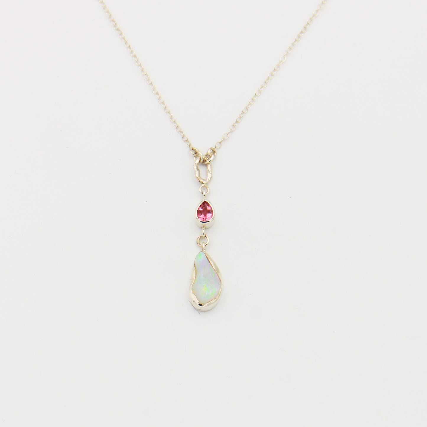 Ethiopian Opal & Tourmaline Drop Necklace
