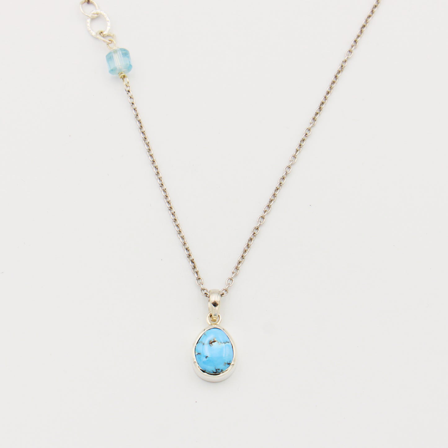 Turquoise Necklace with Blue Topaz Nugget 17.5"-19.5"