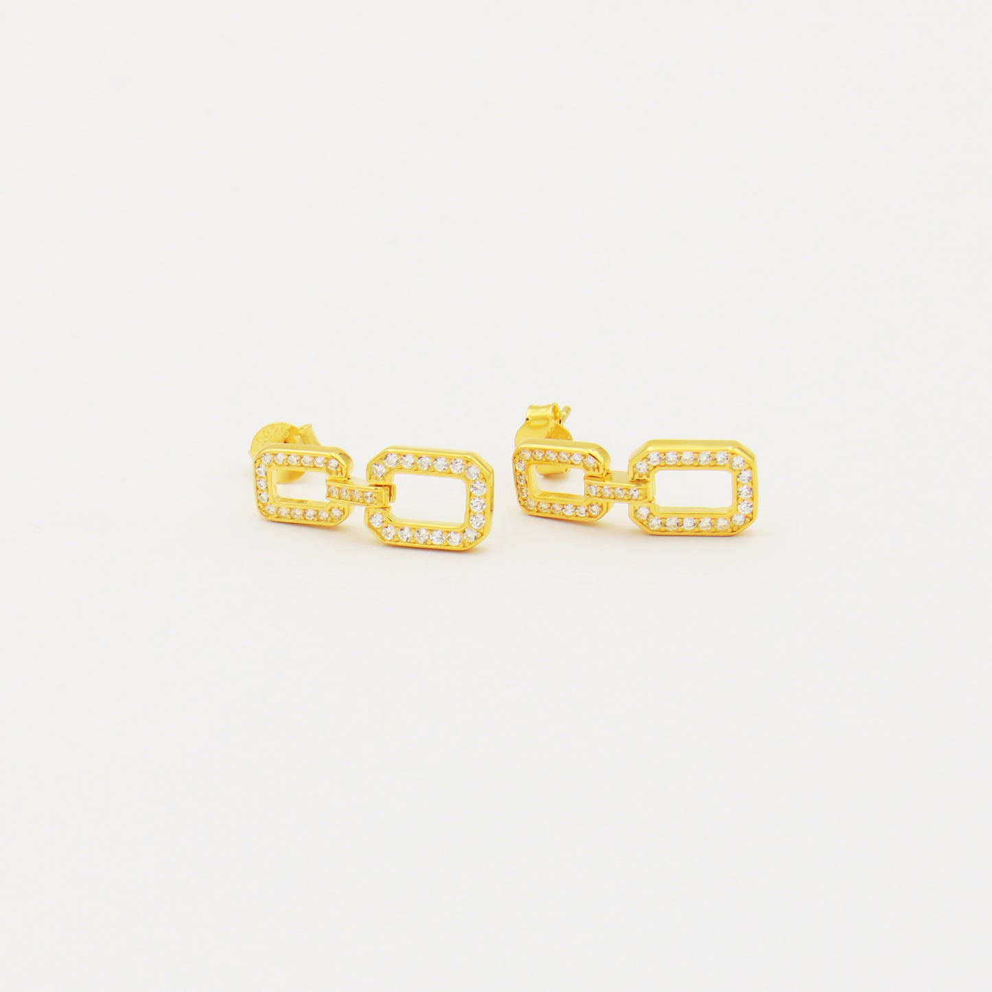 18k Gold Filled CZ Double Rectangle Earrings