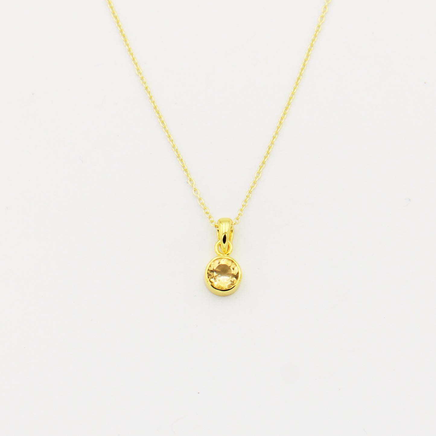 18k Gold Filled Round Citrine Necklace