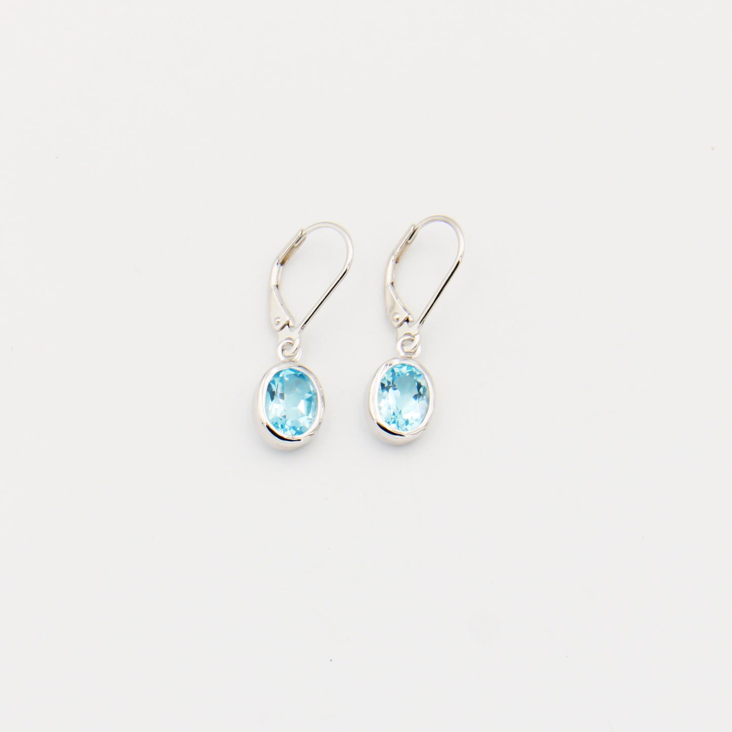 Blue Topaz Oval Bezel Sterling Earrings