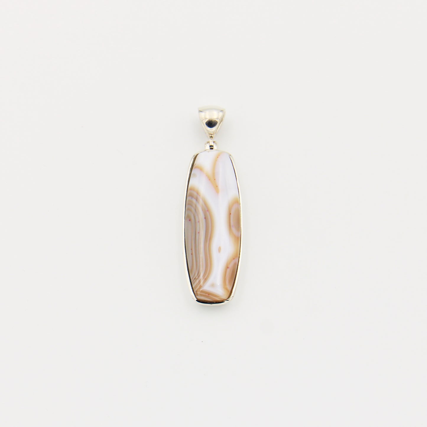 Banded Agate Large Baguette Sterling Silver Pendant