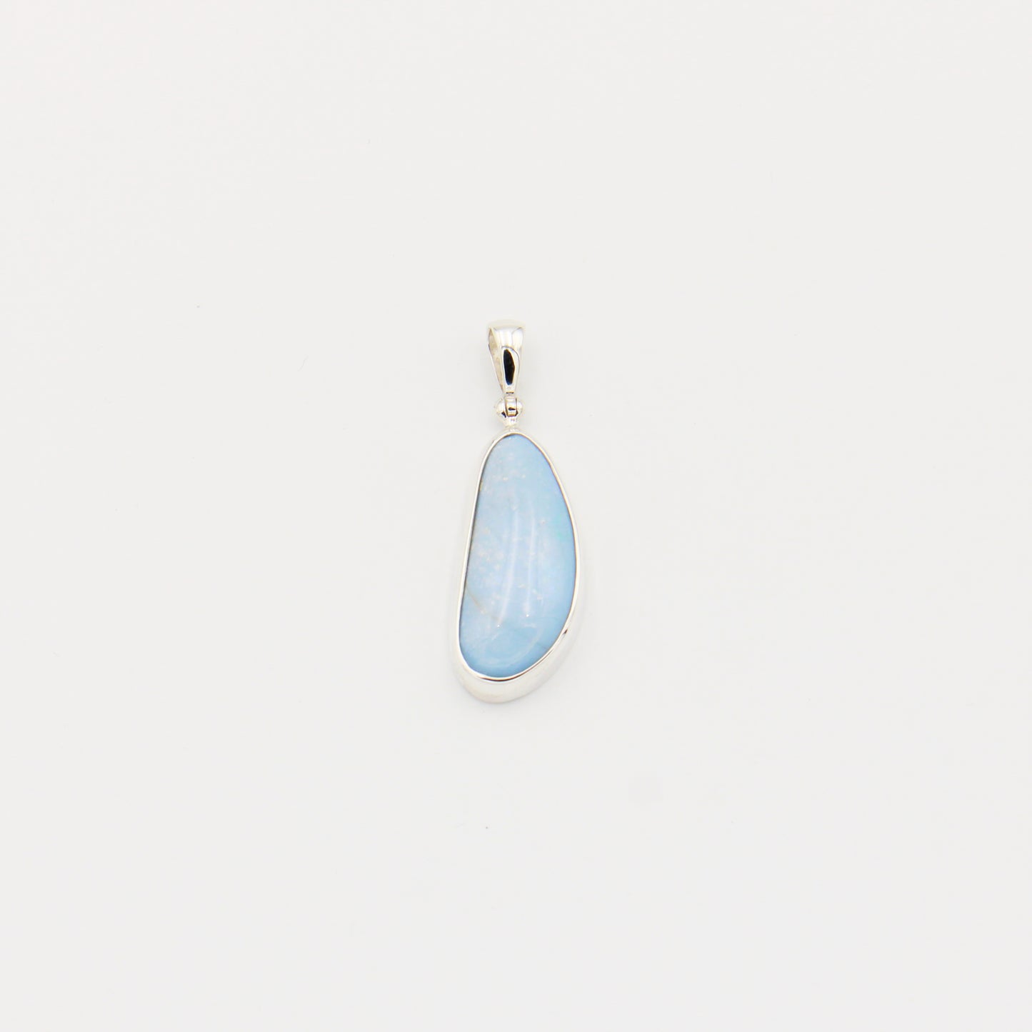 Owyhee Blue Opal Ovoid Sterling Silver Pendant