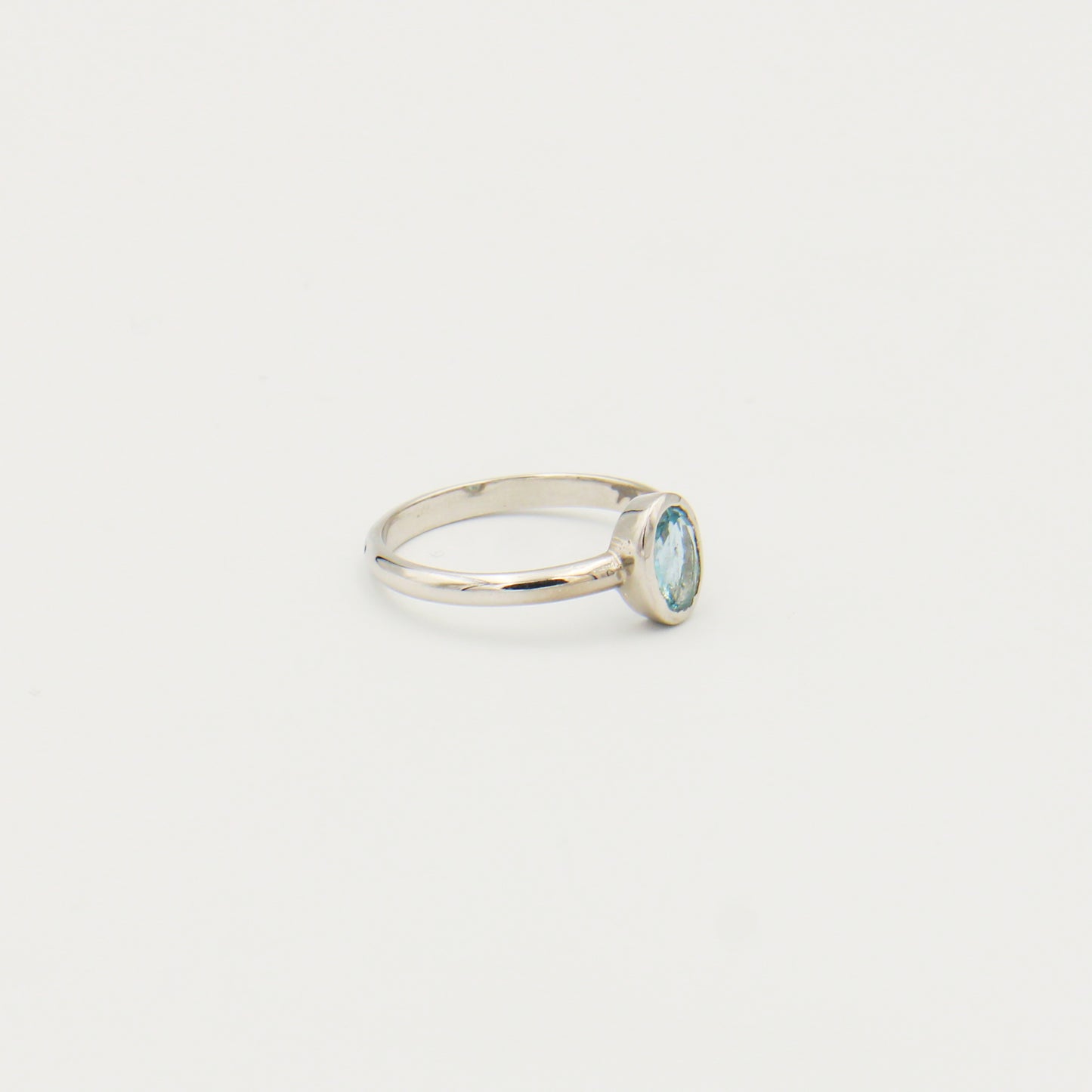 Aquamarine Oval Sterling Ring Size 8