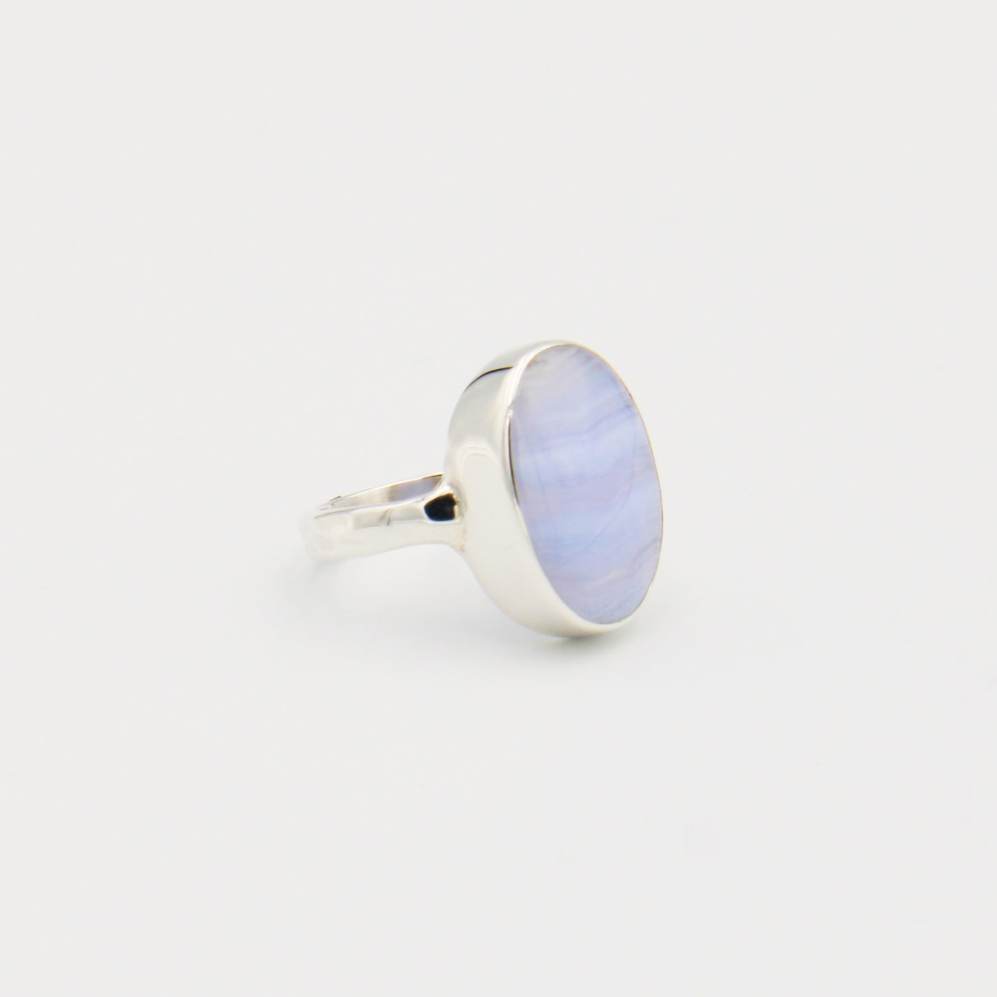 Blue Lace Agate Oval Sterling Ring Size 8