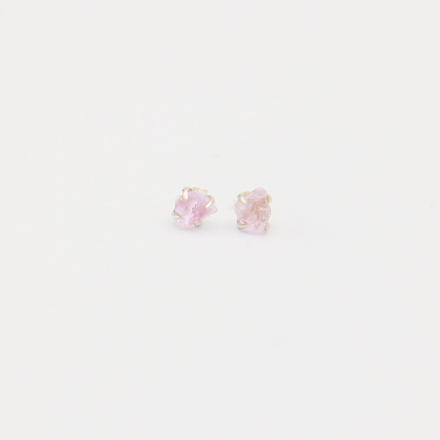 Rough Kunzite Sterling Prong Studs