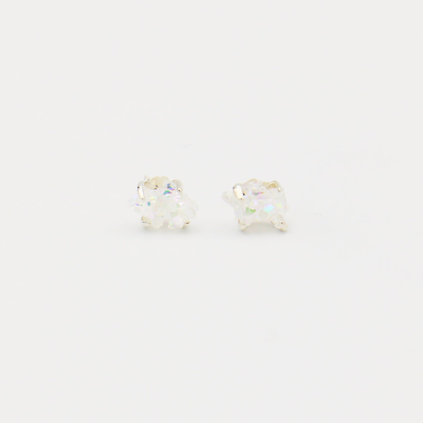 Angel Aura Quartz Raw Sterling Prong Studs