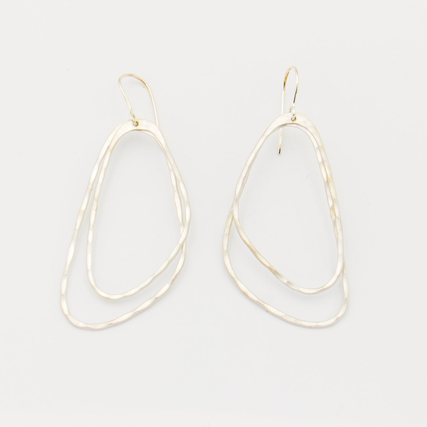 Matte Sterling Silver Hammered Dangle Earrings