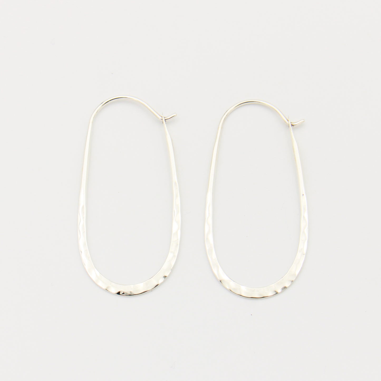 Long Hammered Sterling Silver Hoops