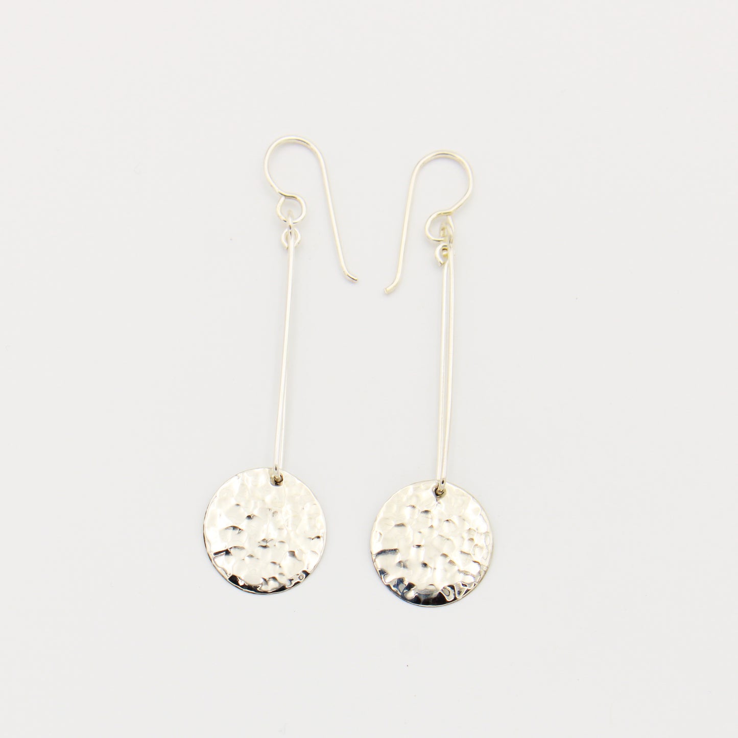 Sterling Silver Hammered Circle Dangle Earrings