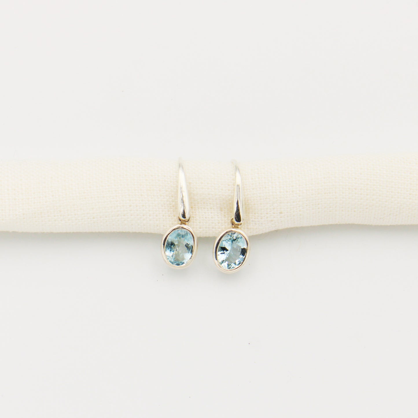 Aquamarine Oval Sterling Drop Earrings