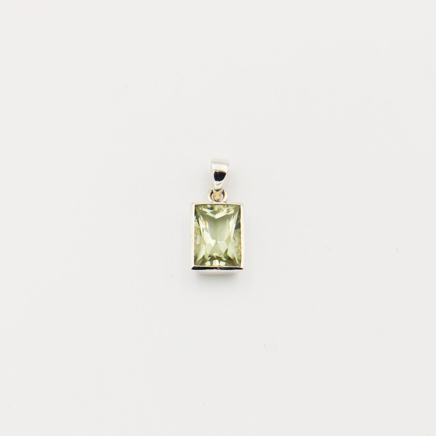Green Quartz Rectangular Sterling Pendant