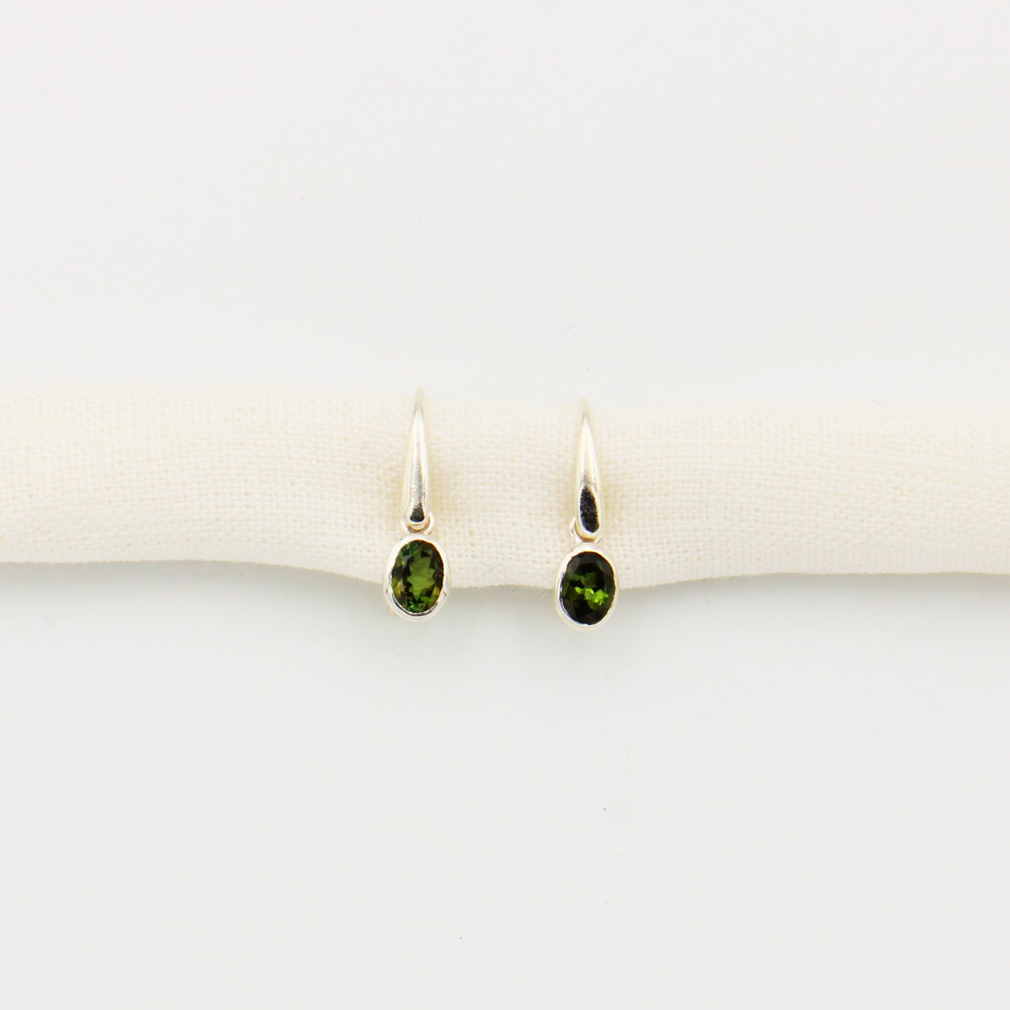 Green Tourmaline Oval Faceted Sterling Earrings