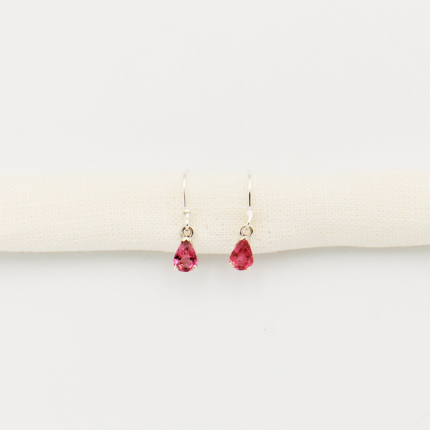 Pink Tourmaline Teardrop Sterling Drop Earrings
