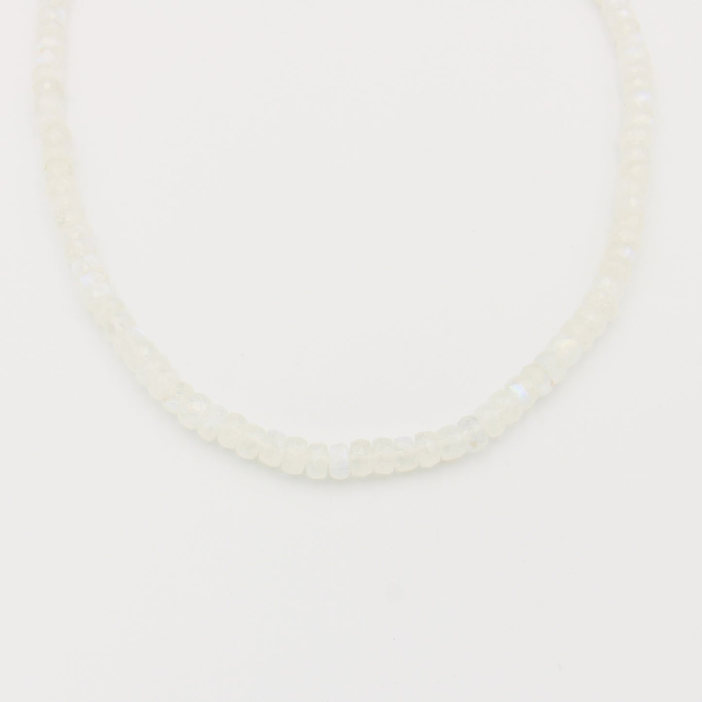 Moonstone Beaded Sterling 8mm Necklace - Adjustable
