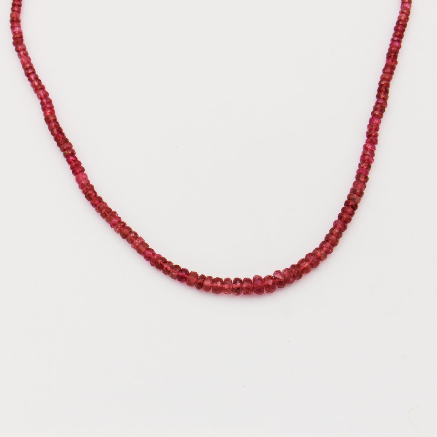 Tourmaline Pink Beaded Sterling Necklace - Adjustable