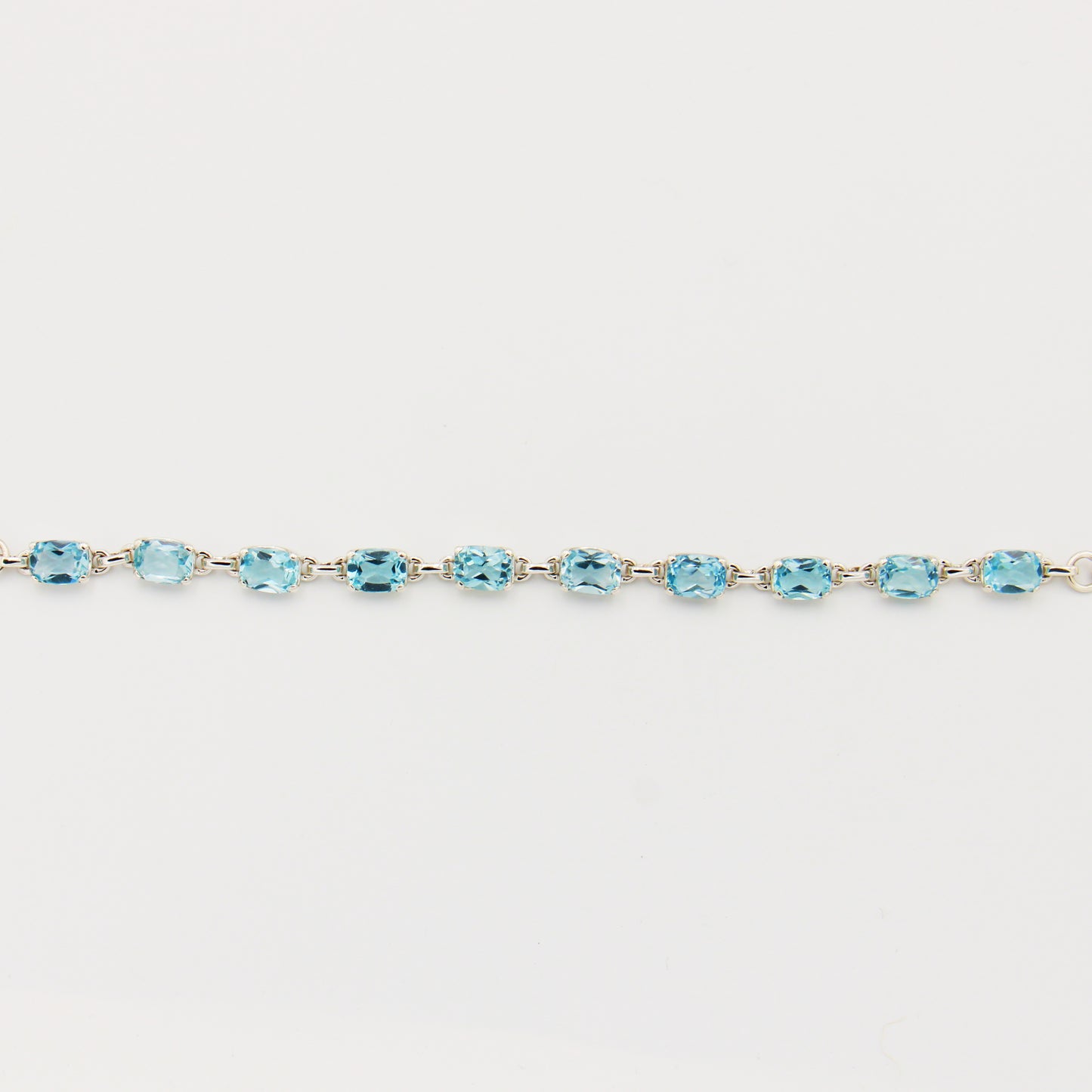 Aquamarine Baguette Prongs Sterling Bracelet - Adjustable