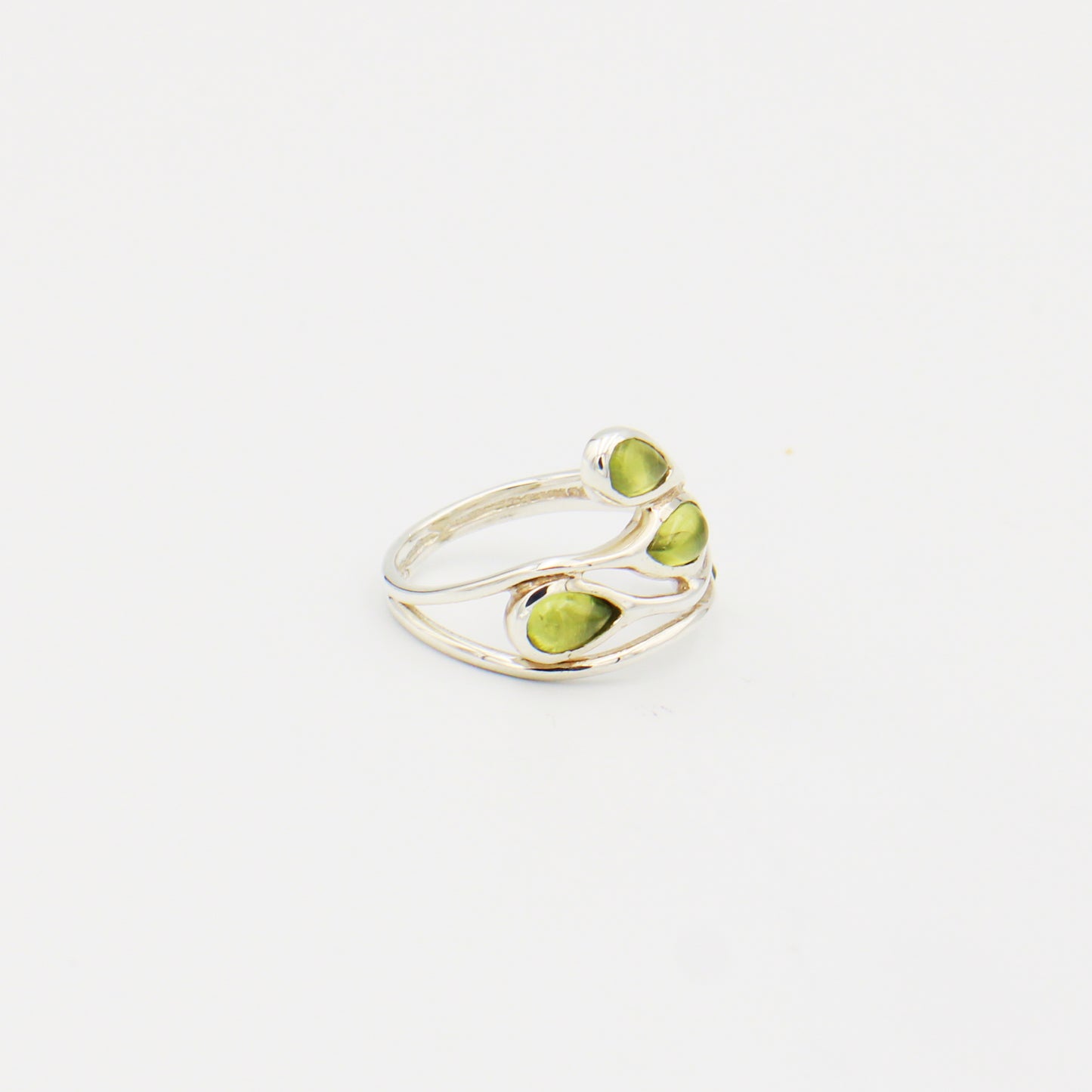 Peridot 4 Teardrop Sterling Ring Size 6