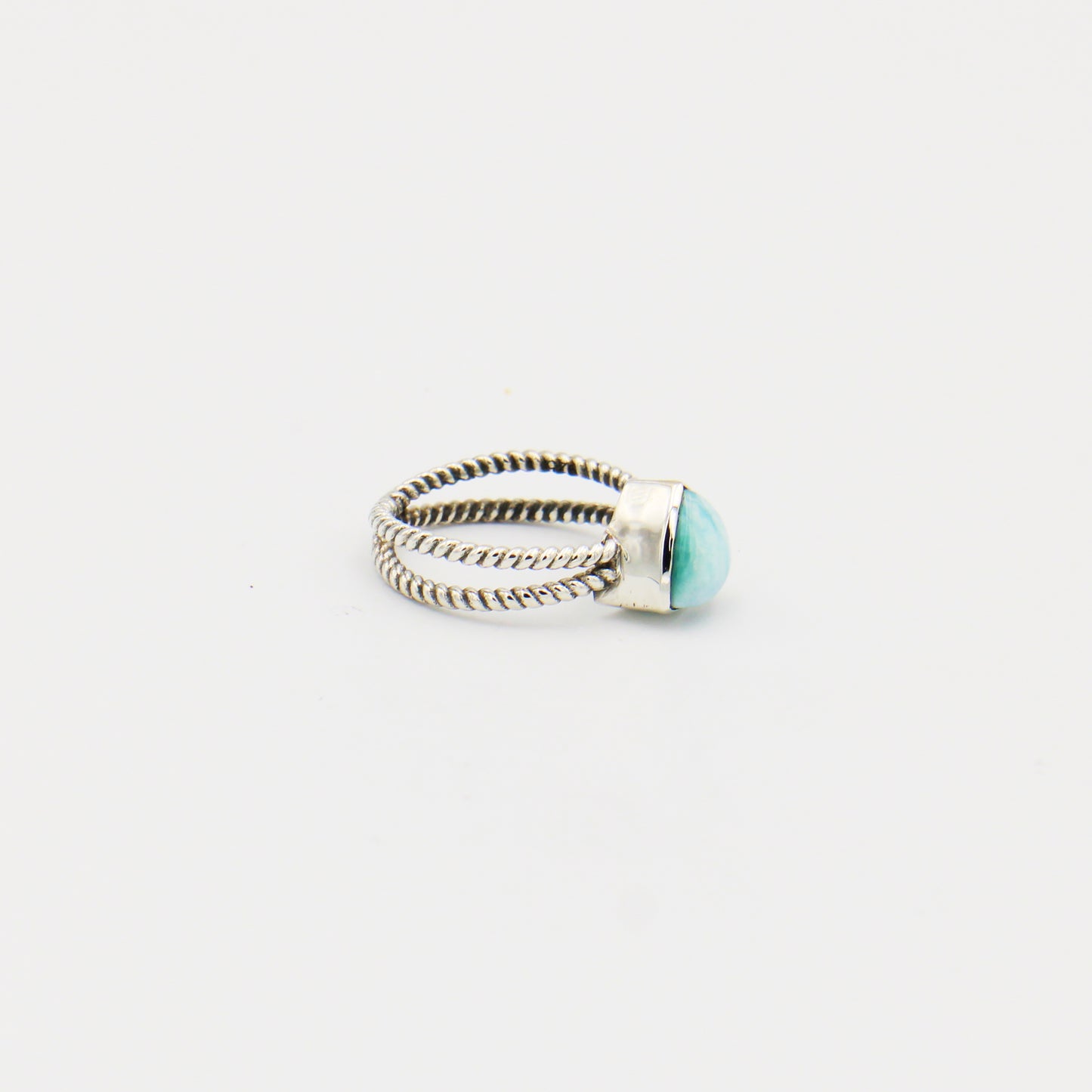 Larimar Triangle Sterling Split Twist Ring Size 7