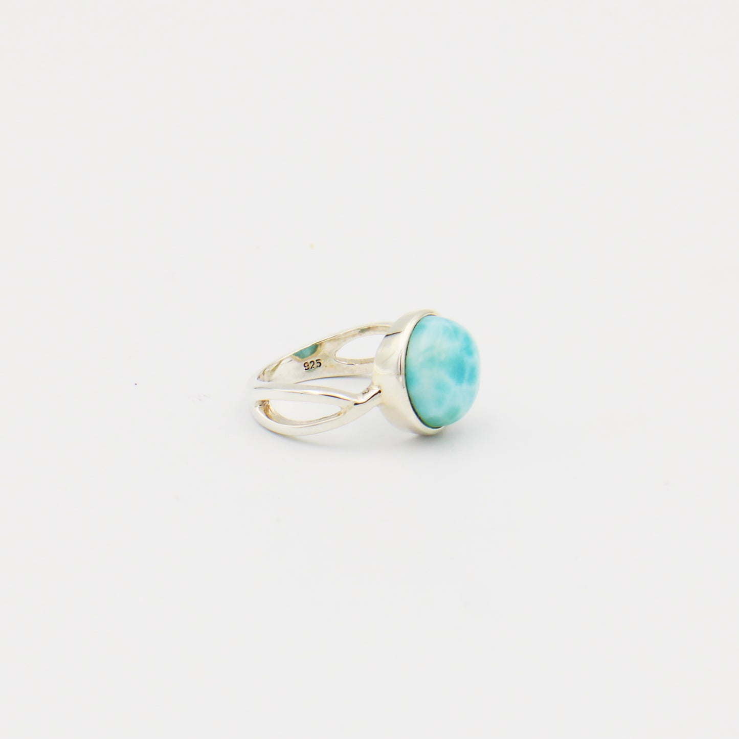 Larimar Round Split Band Sterling Ring Size 6