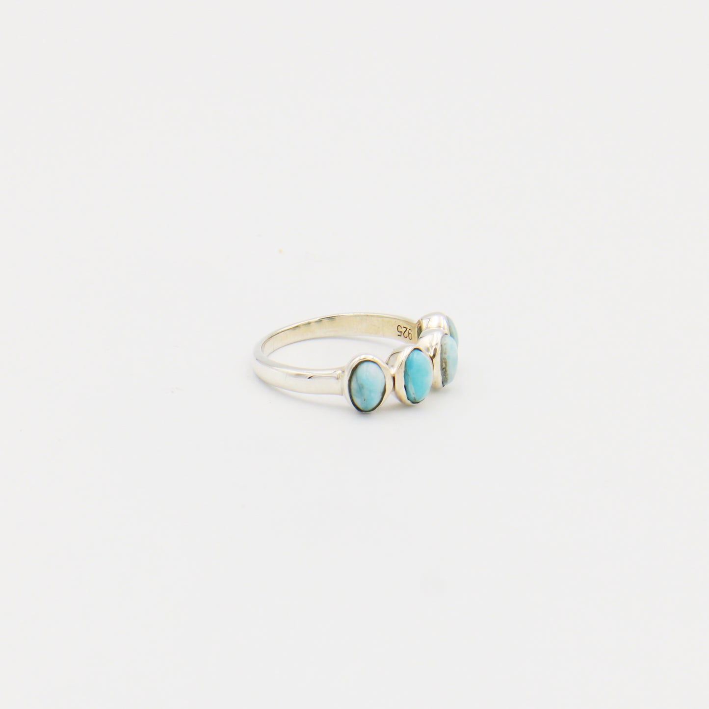 Larimar Four Stone Sterling Ring Size 8