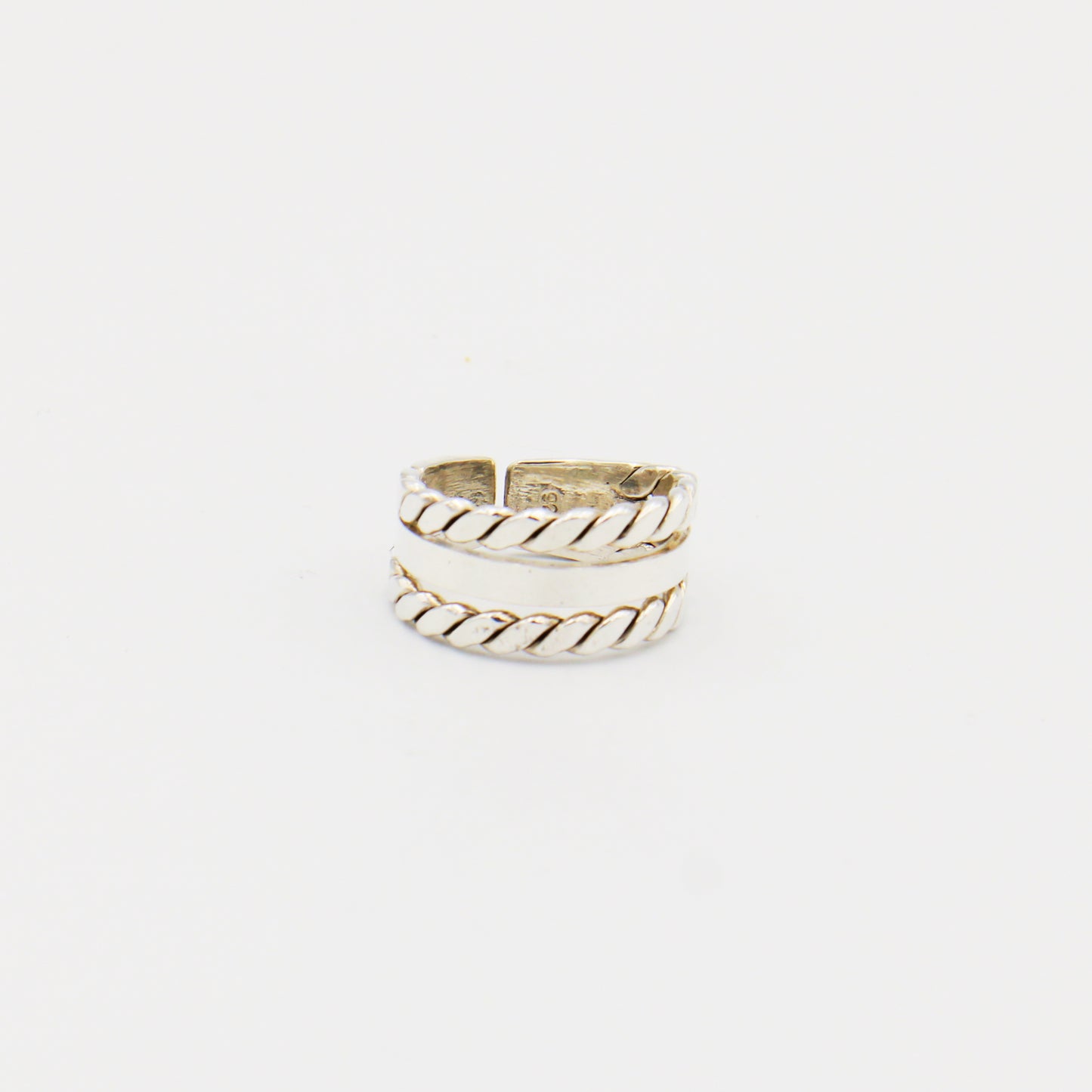 Sterling Silver Twists Triple Split Band Adjustable