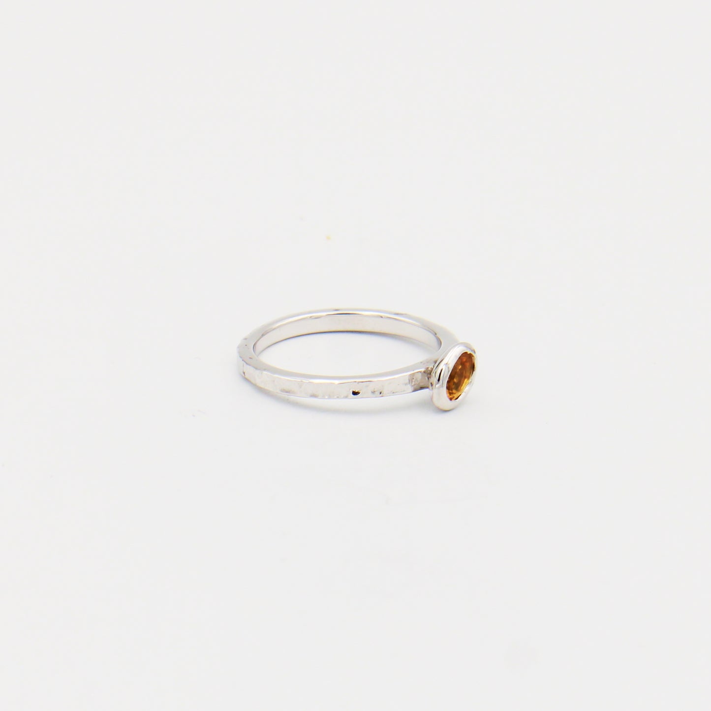 Citrine Dainty Tipped Oval Sterling Ring Size 6