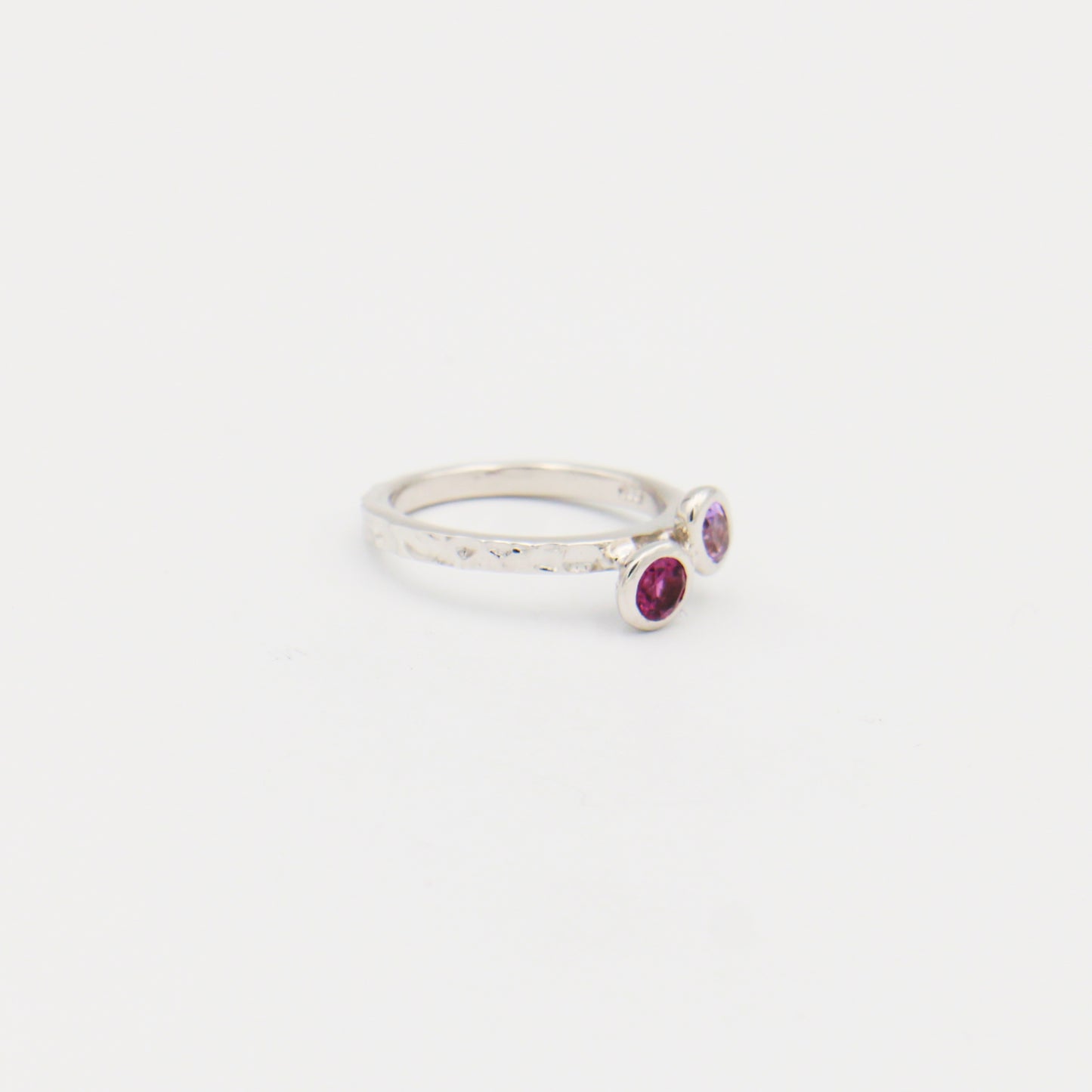 Amethyst Dainty Tipped Oval and Round Sterling Ring Size 6